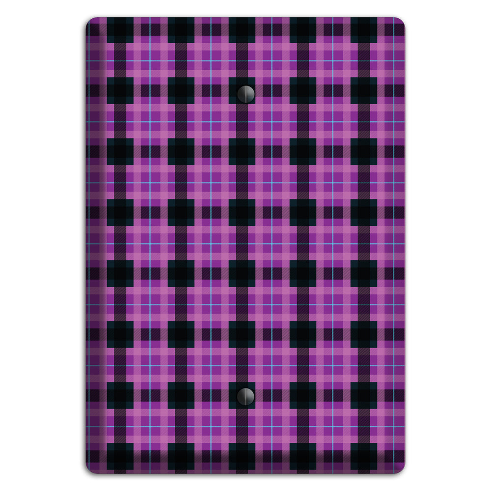 Purple and Black Plaid Blank Wallplate