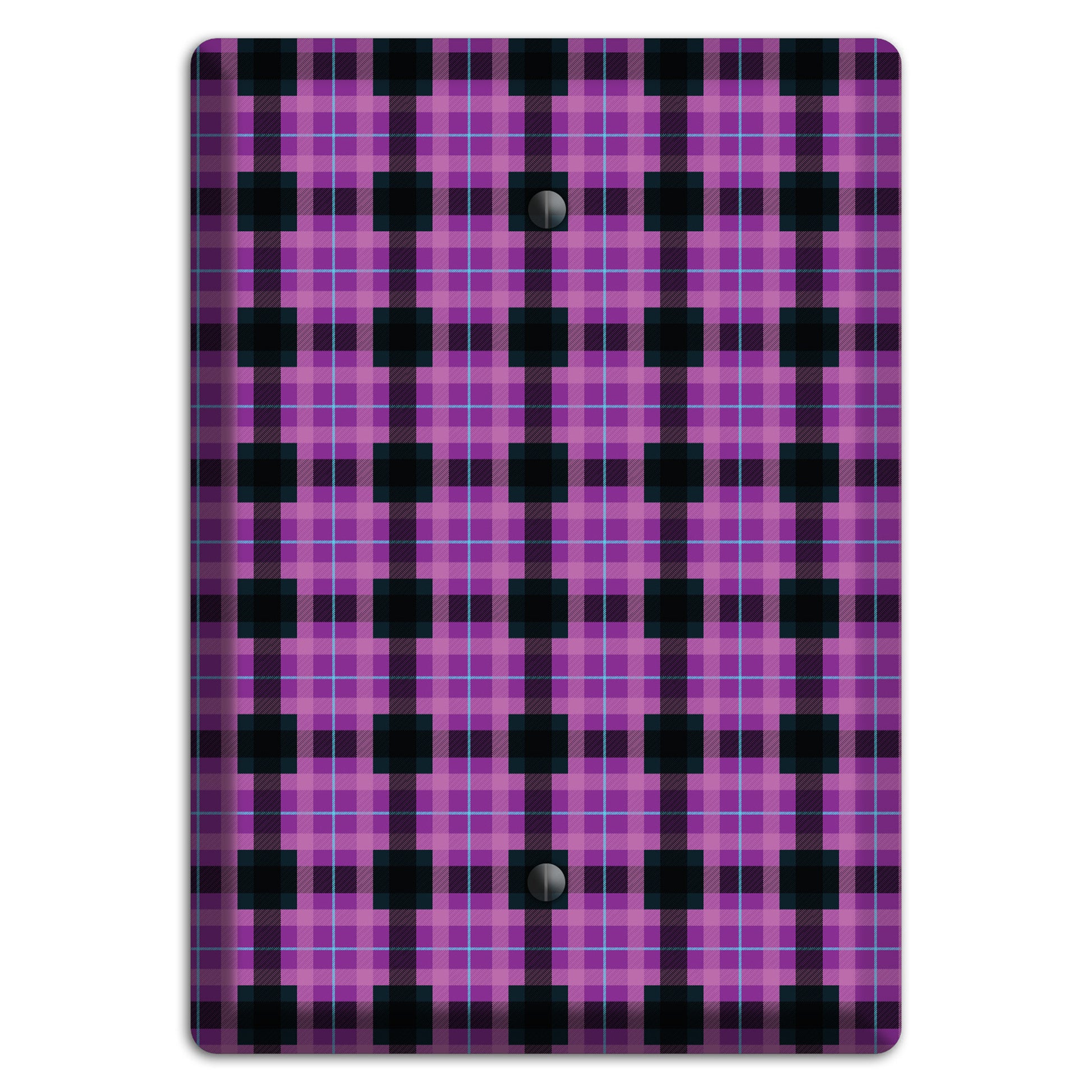 Purple and Black Plaid Blank Wallplate