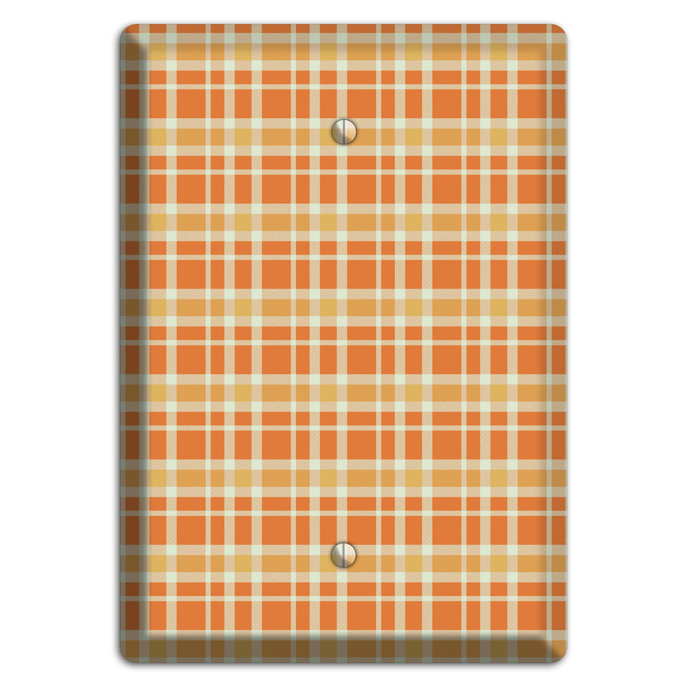 Orange and Beige Plaid Blank Wallplate