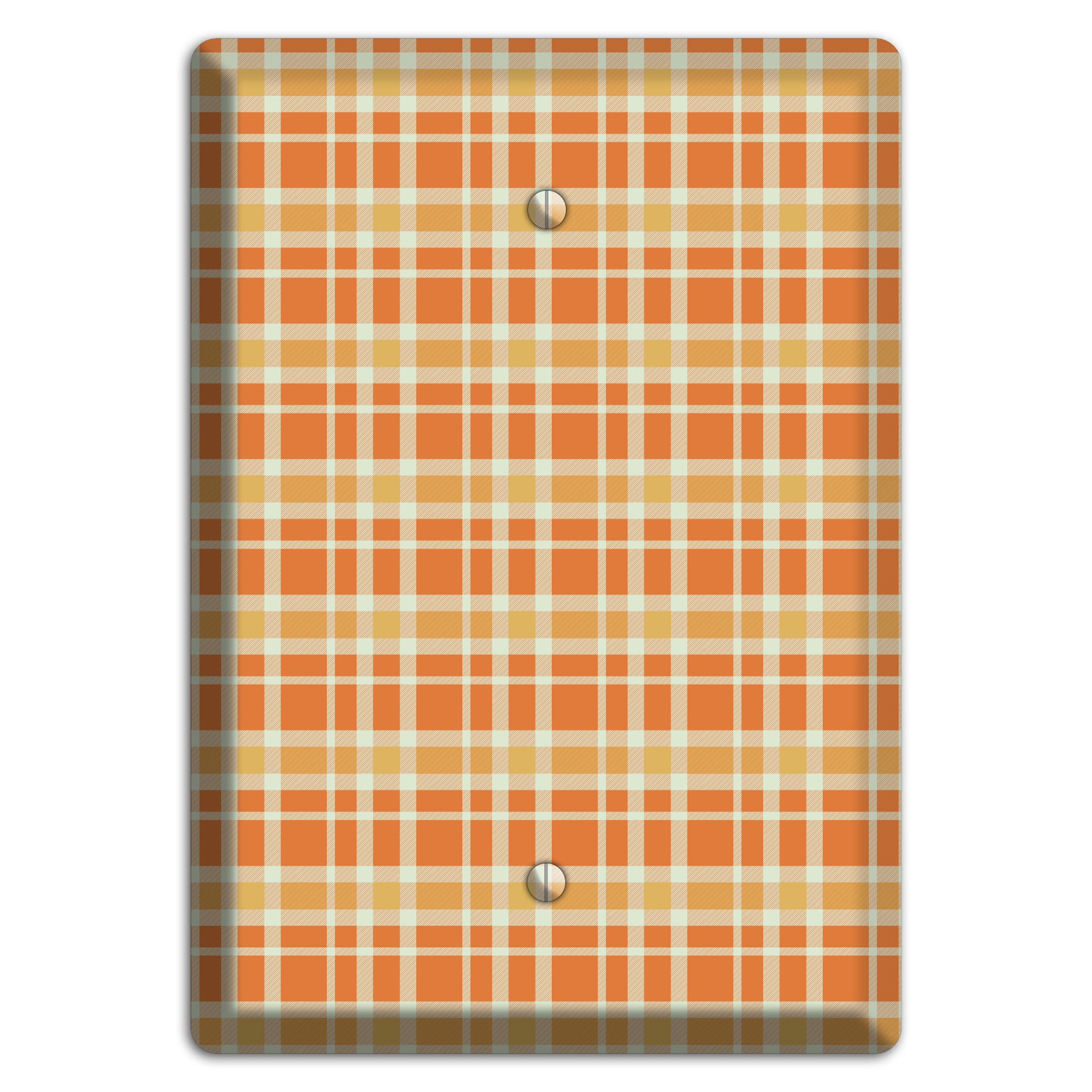 Orange and Beige Plaid Blank Wallplate