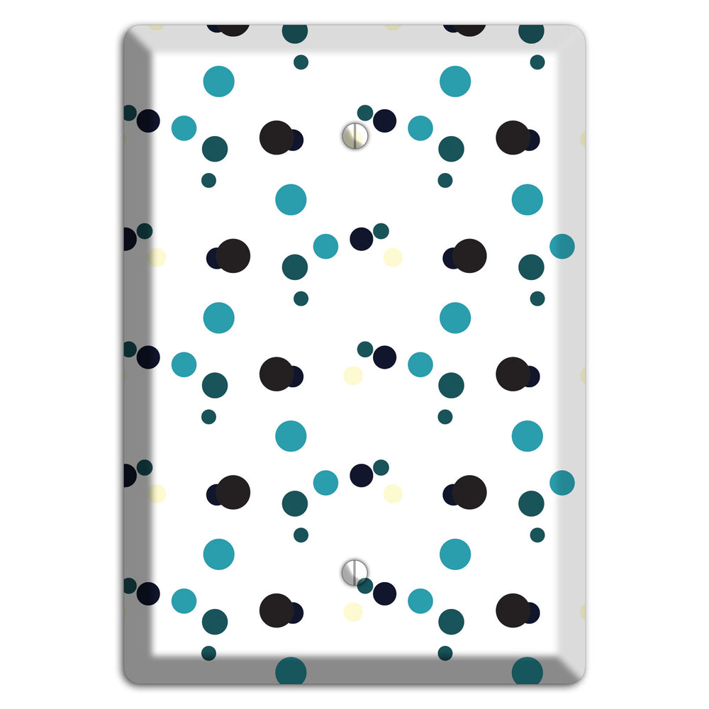 White with Teal and Black Multi Dots Blank Wallplate