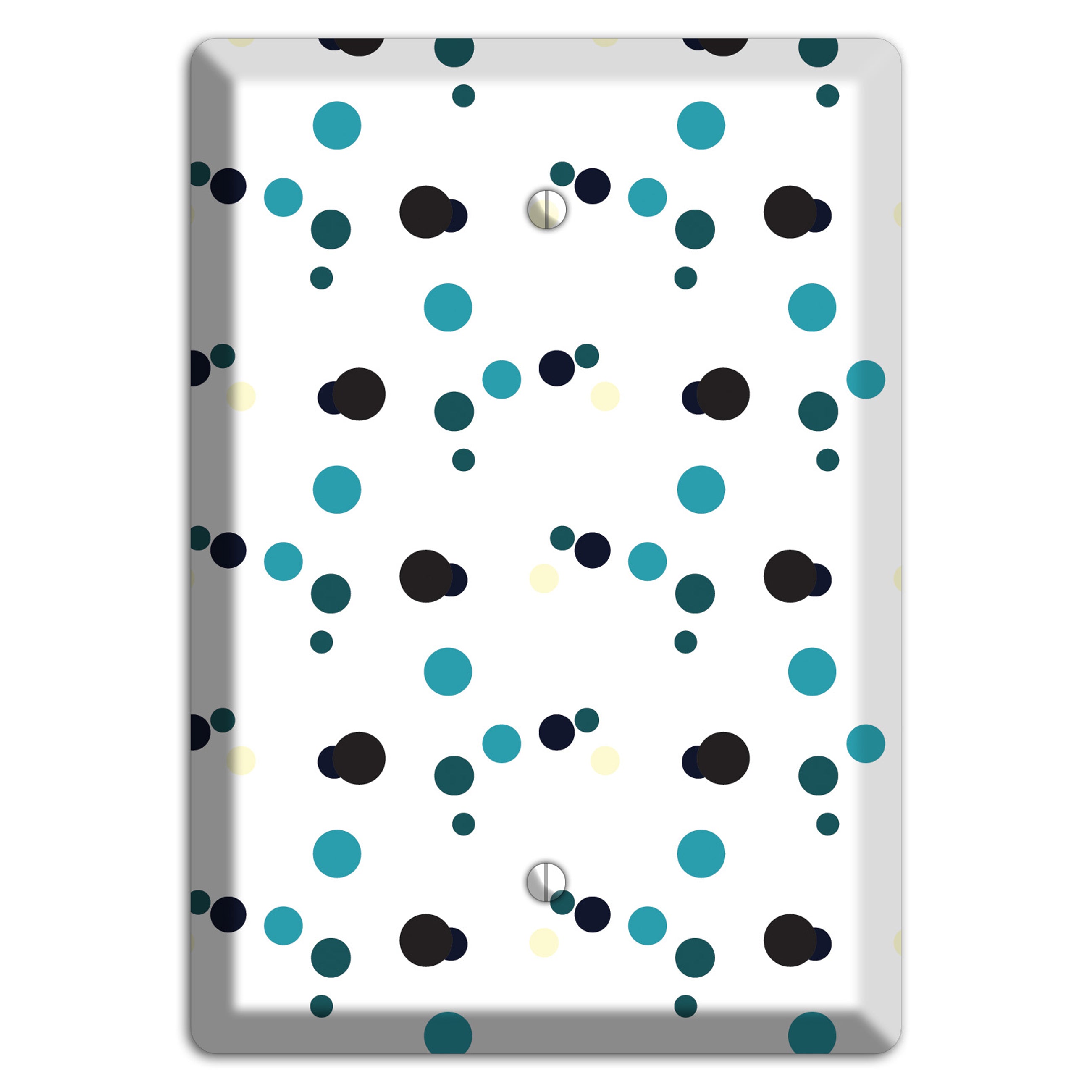 White with Teal and Black Multi Dots Blank Wallplate