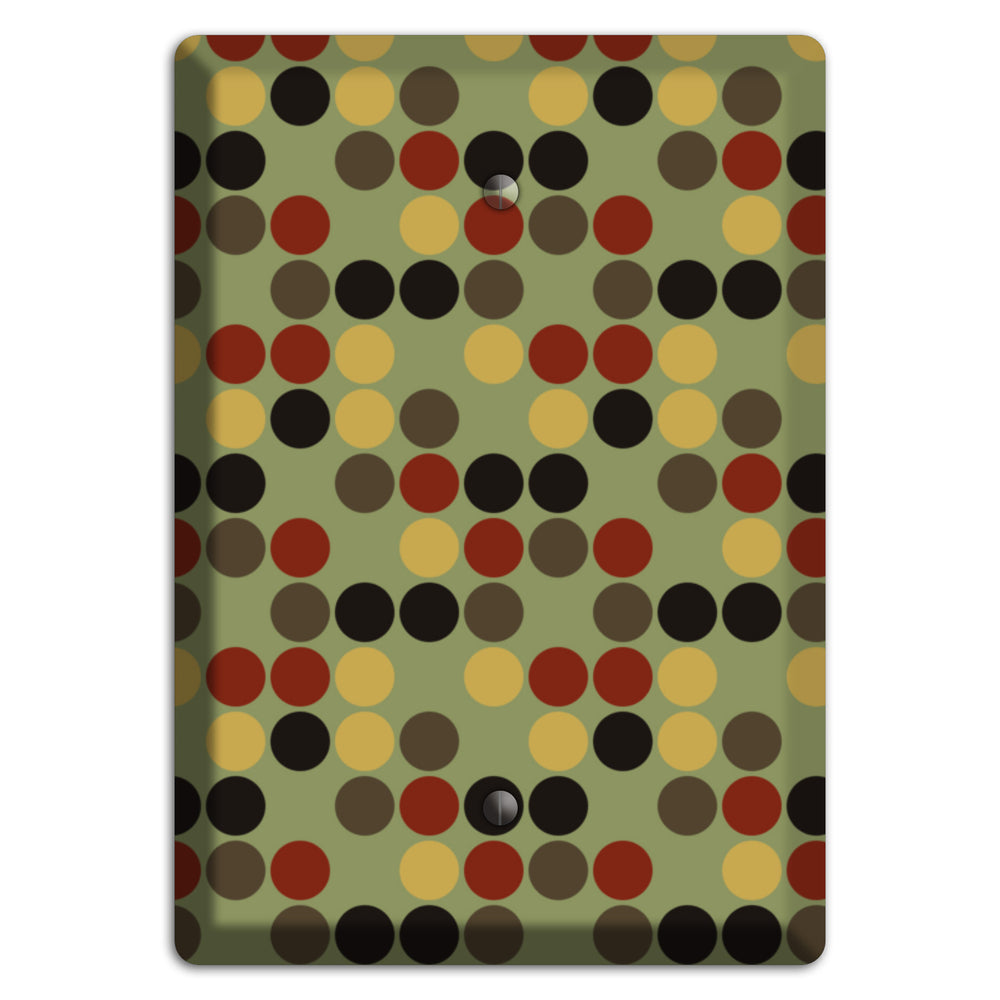 Olive with Red Brown Black Offset Dots Blank Wallplate