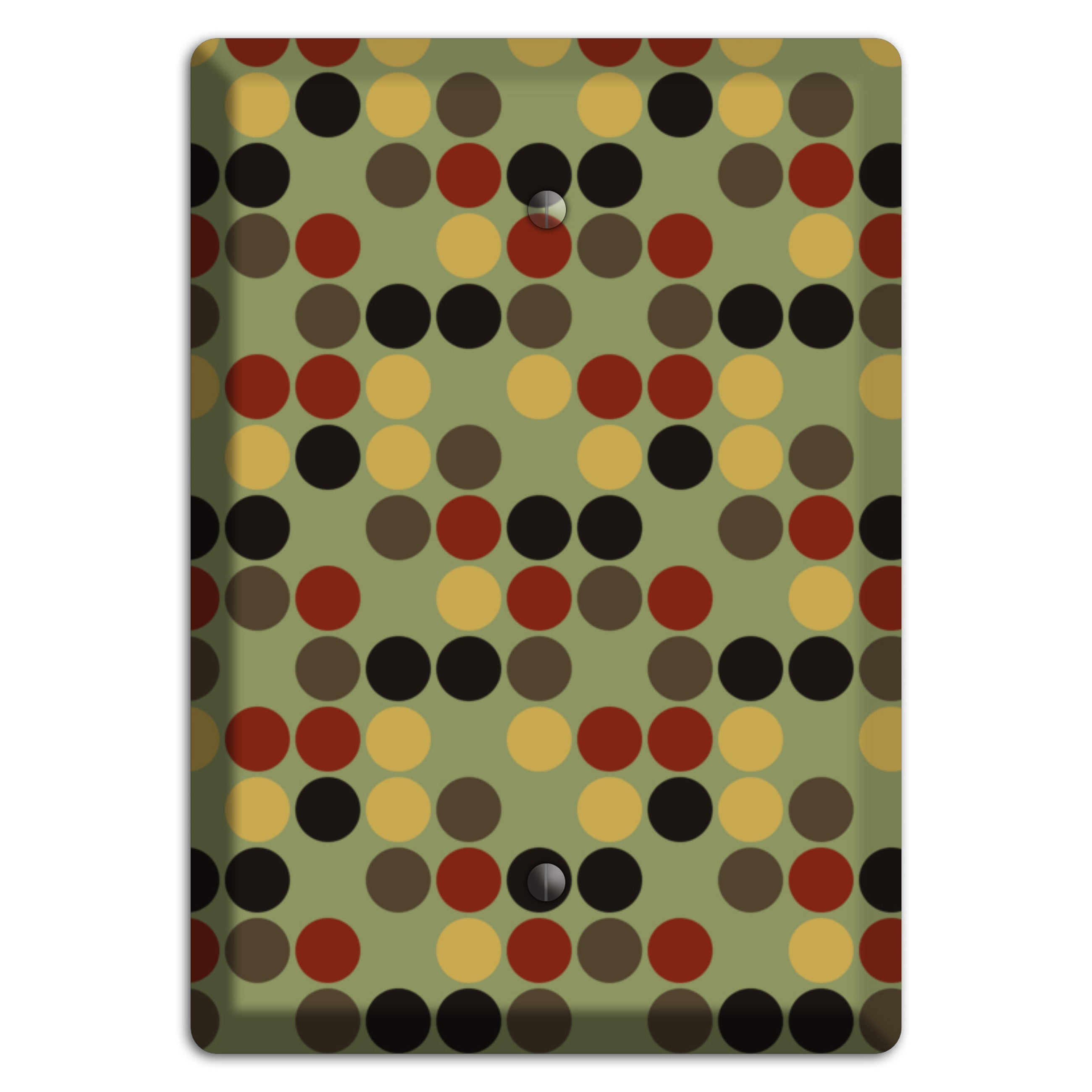 Olive with Red Brown Black Offset Dots Blank Wallplate