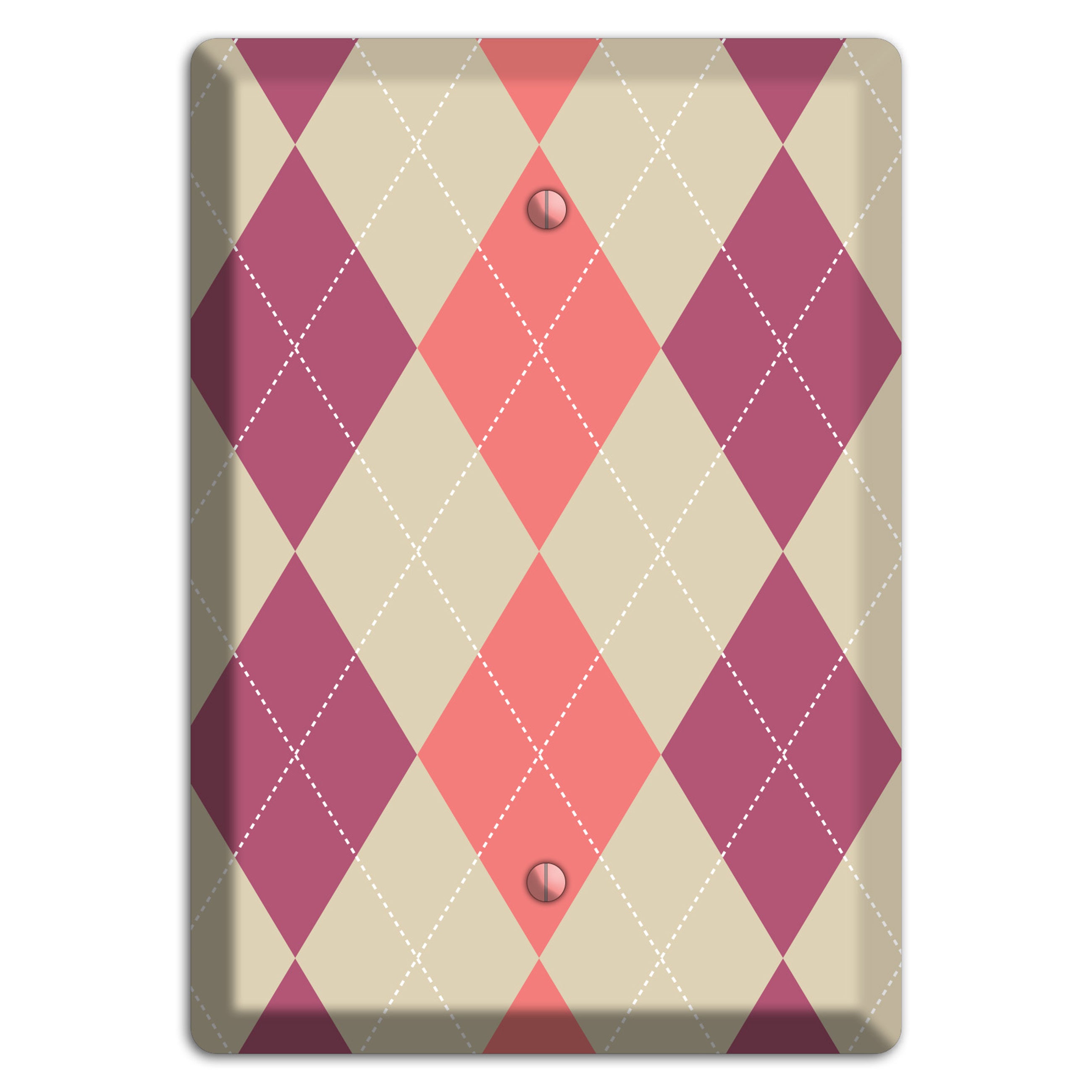 Pink and Tan Argyle Blank Wallplate