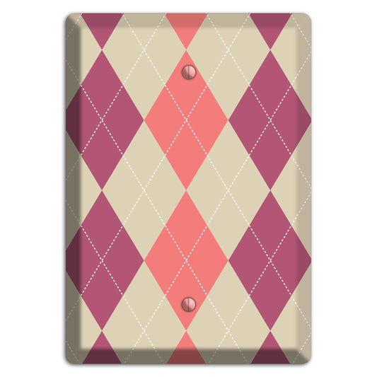 Pink and Tan Argyle Blank Wallplate
