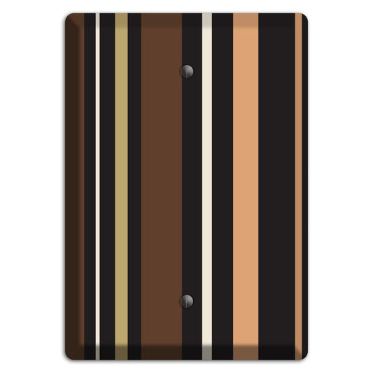 Multi Brown and Coral Vertical Stripe Blank Wallplate