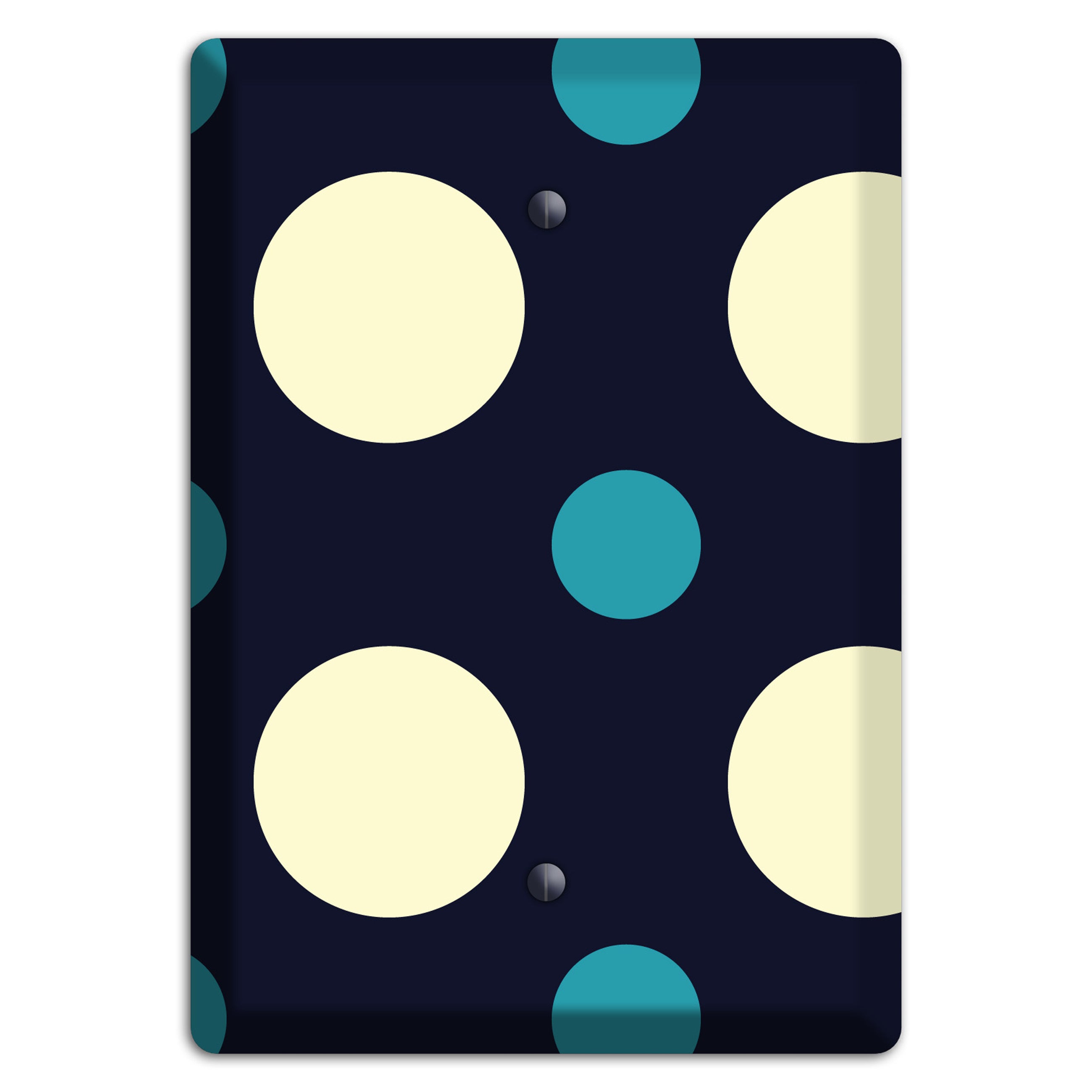 Black with Yellow and Teal Multi Medium Polka Dots Blank Wallplate