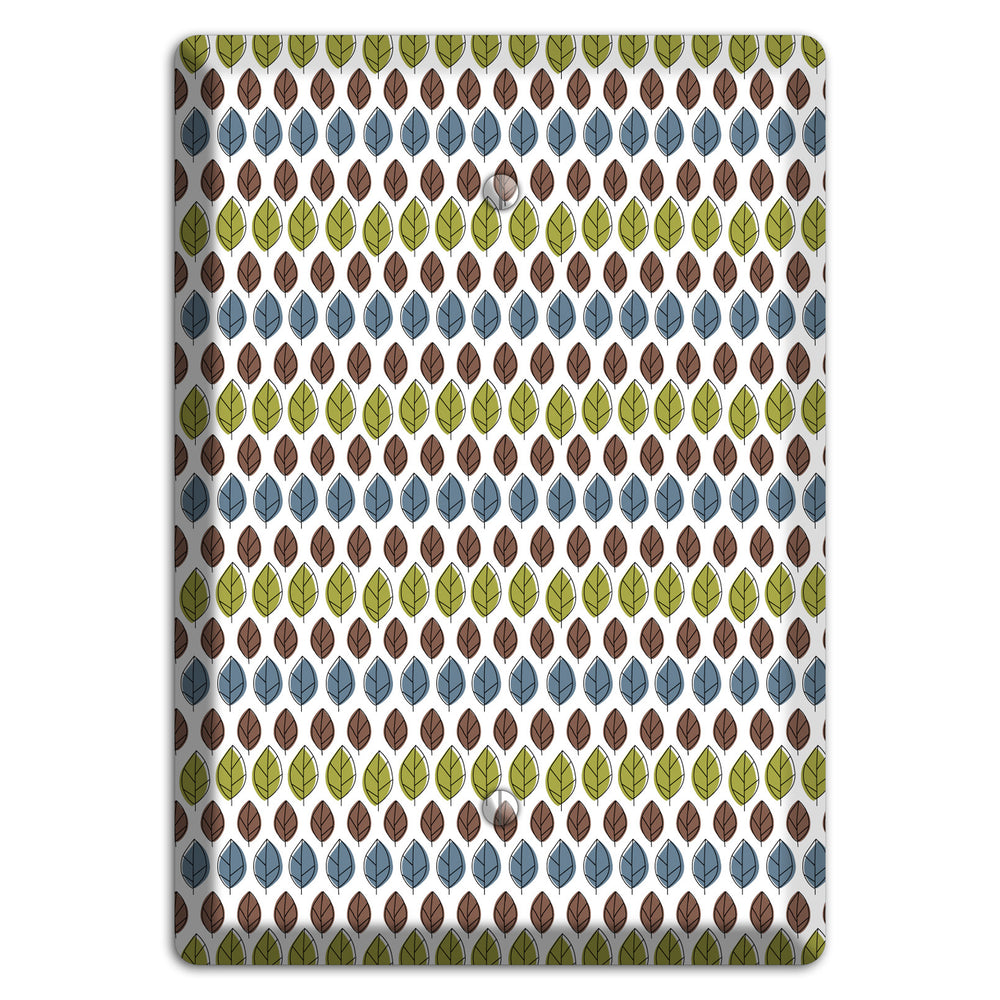 Sage Brown Dusty Blue Leaf Contour Blank Wallplate