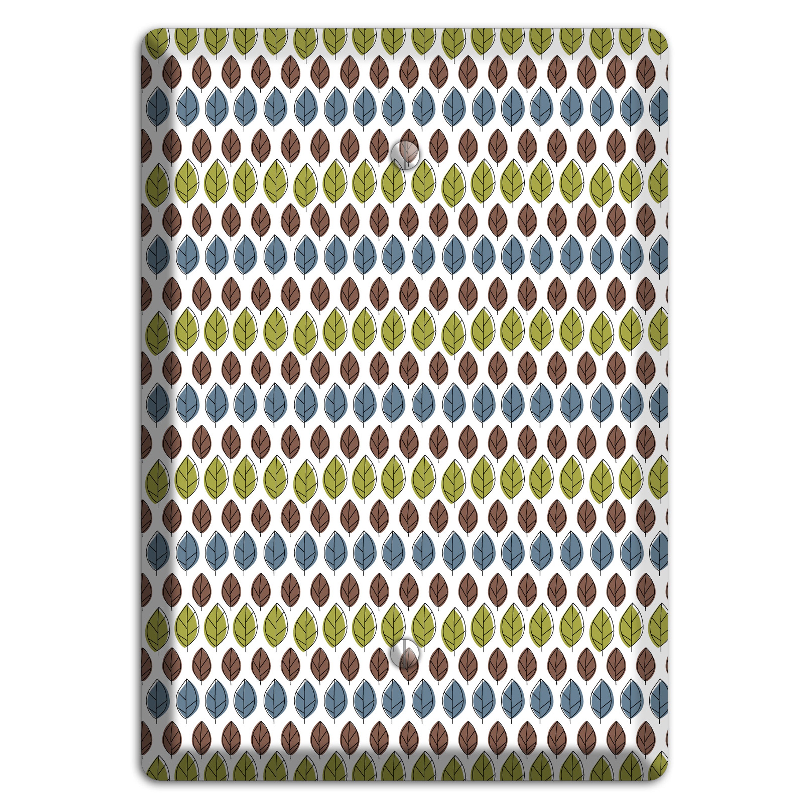 Sage Brown Dusty Blue Leaf Contour Blank Wallplate