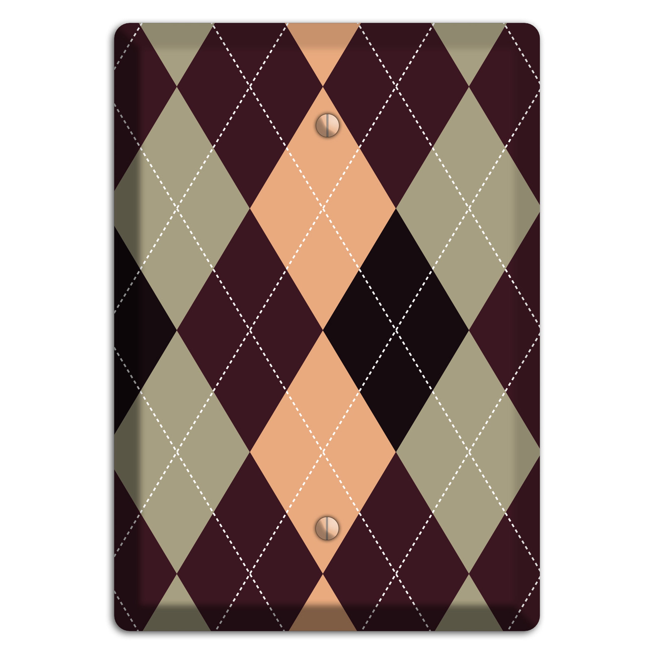 Beige and Brown Argyle Blank Wallplate