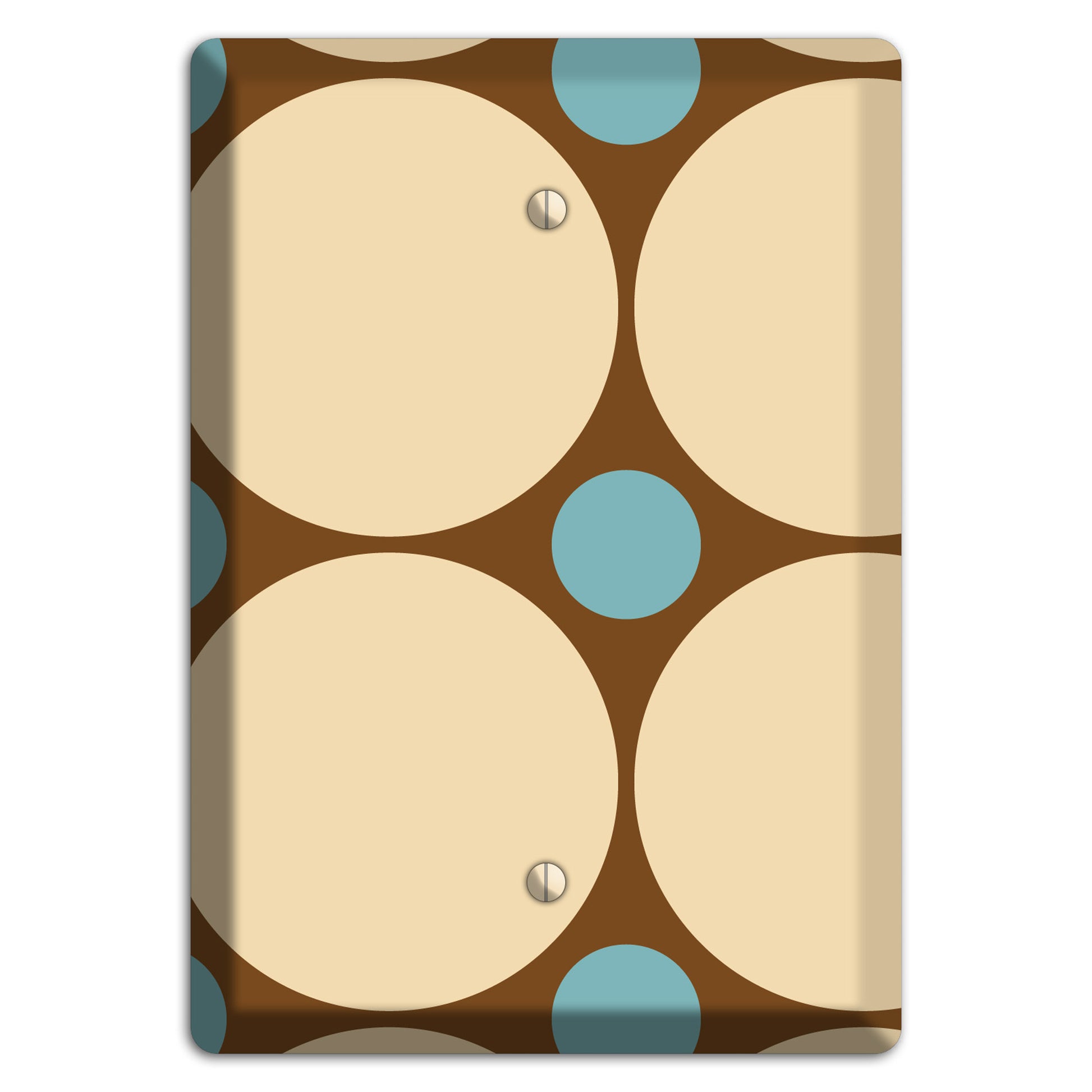 Brown with Beige and Dusty Blue Multi Tiled Large Dots Blank Wallplate