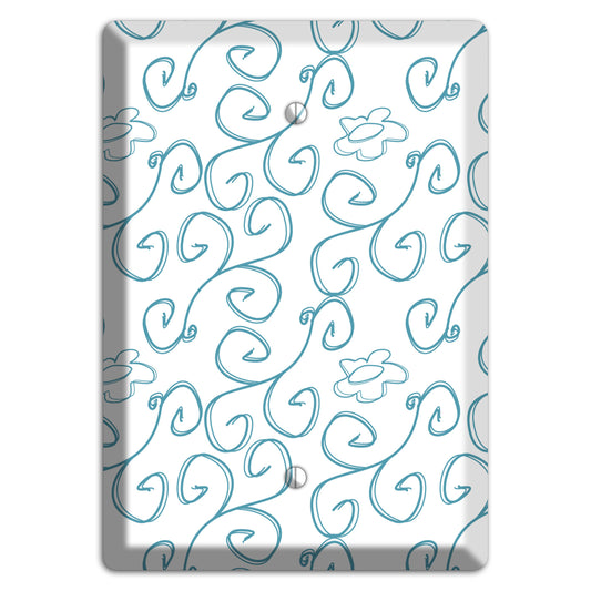 Blue Scroll Flower Contour Blank Wallplate
