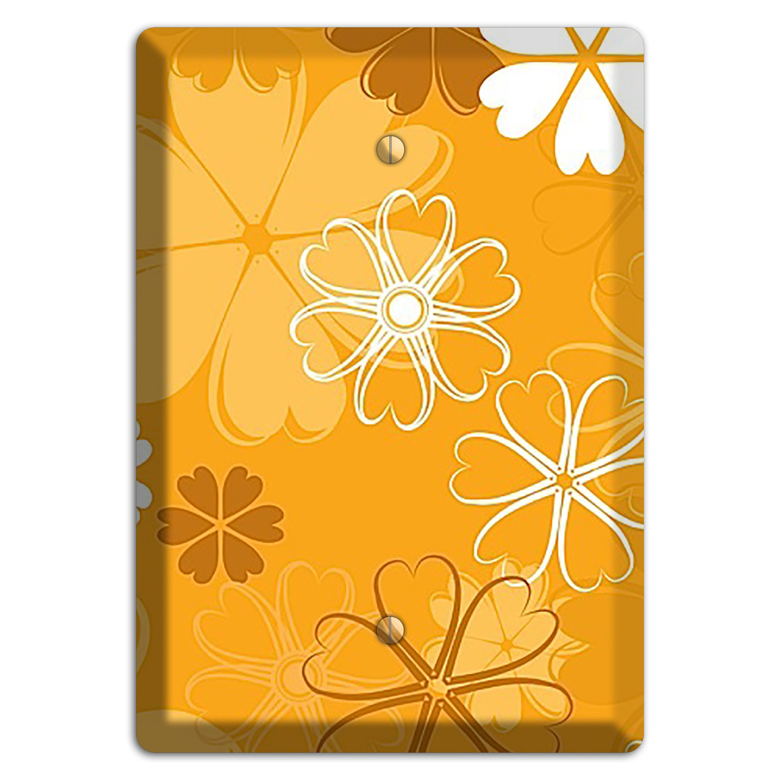 Orange Retro Flowers Blank Wallplate