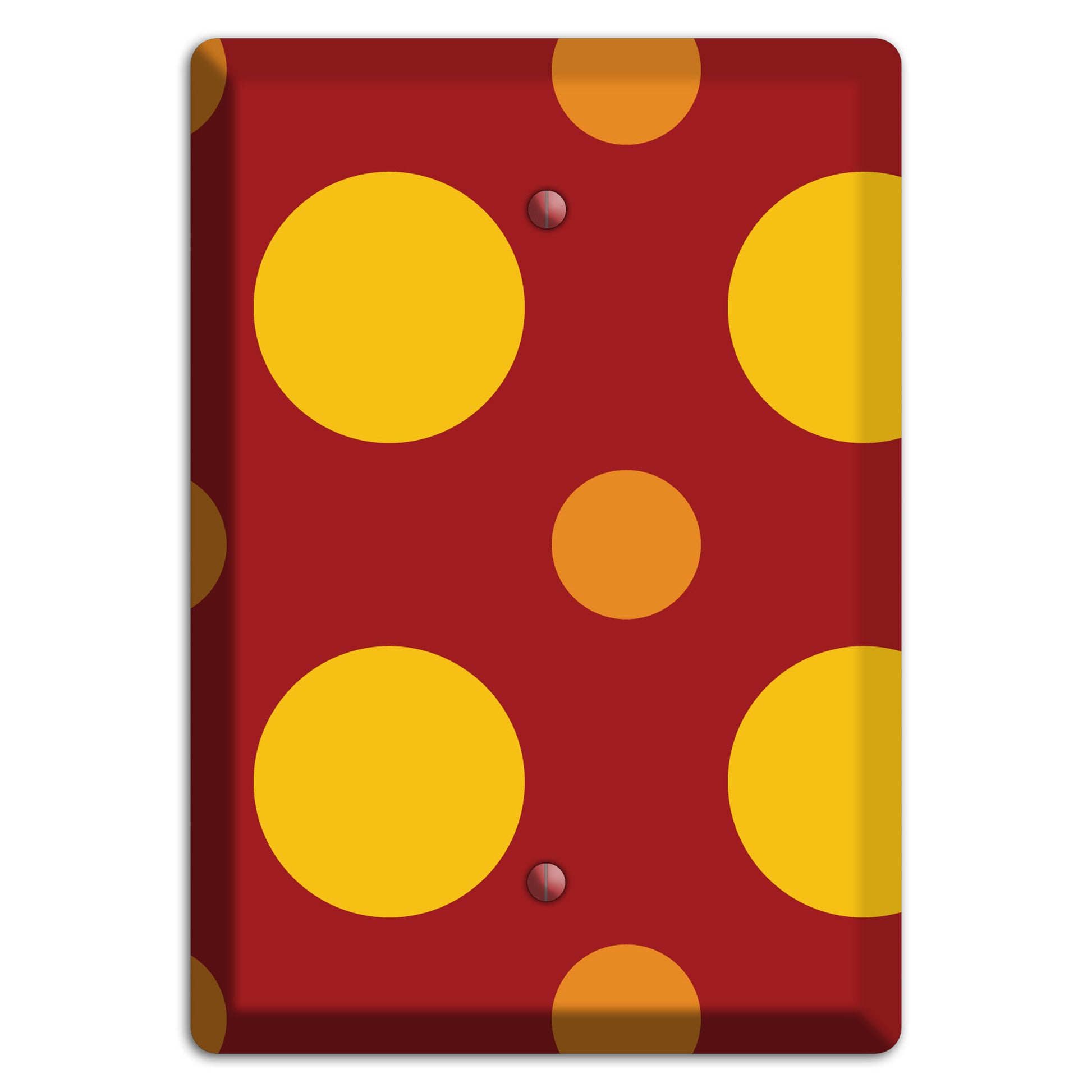 Red with Multi Orange Multi Medium Polka Dots Blank Wallplate