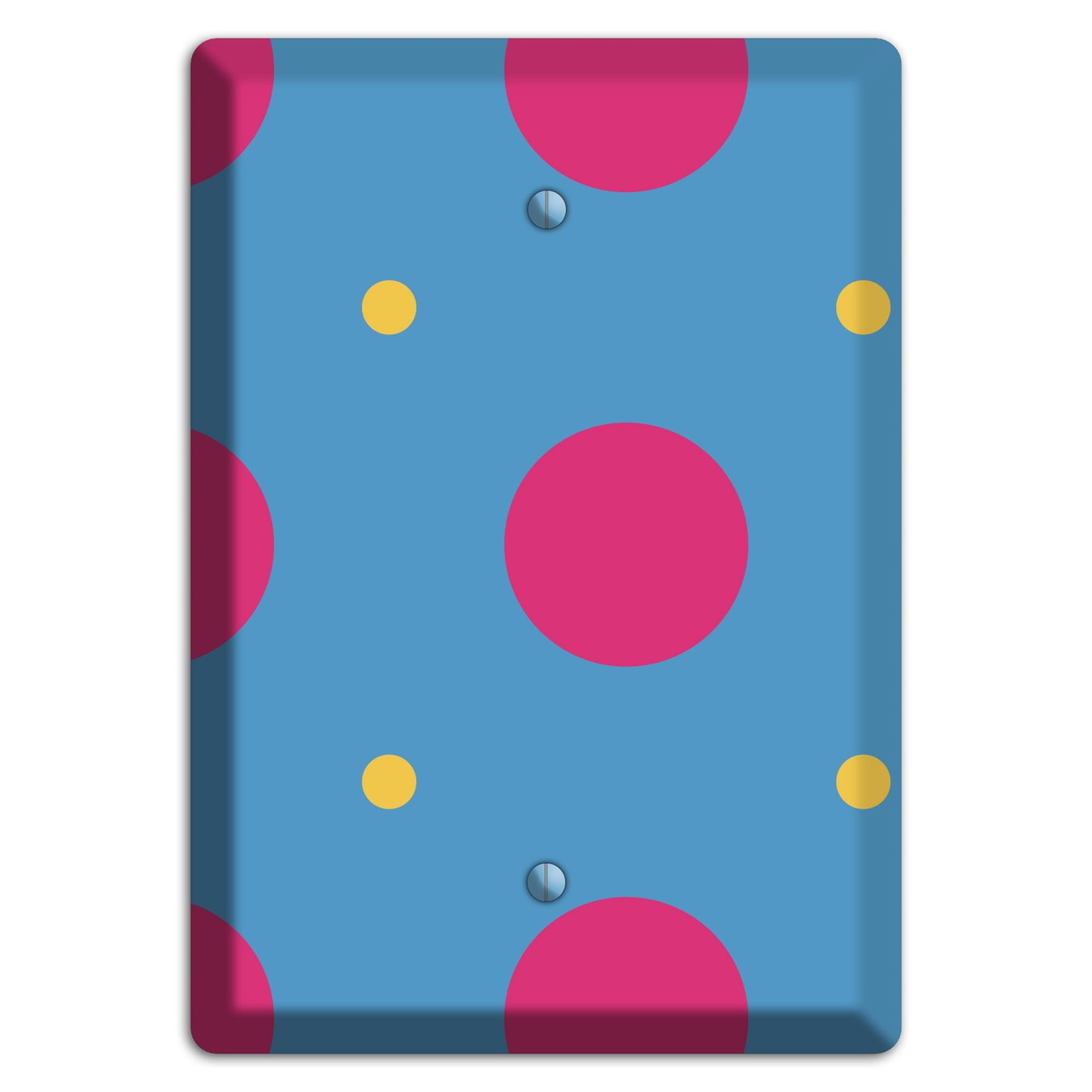 Blue with Pink and Yellow Multi Tiled Medium Dots Blank Wallplate