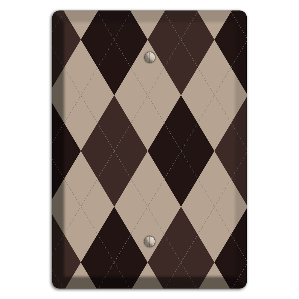 Brown and Beige Argyle Blank Wallplate