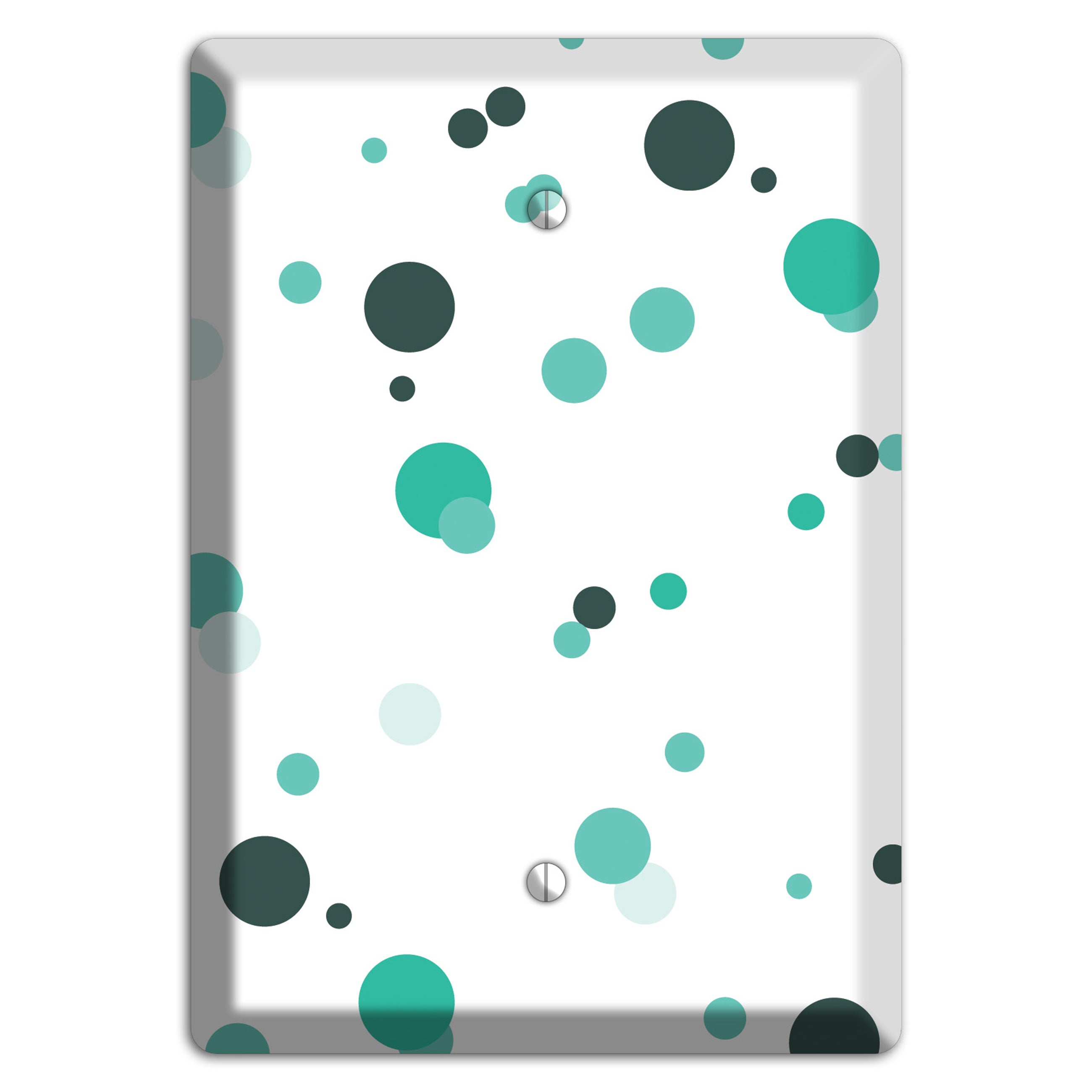 White with Multi Aqua Small Dots Blank Wallplate