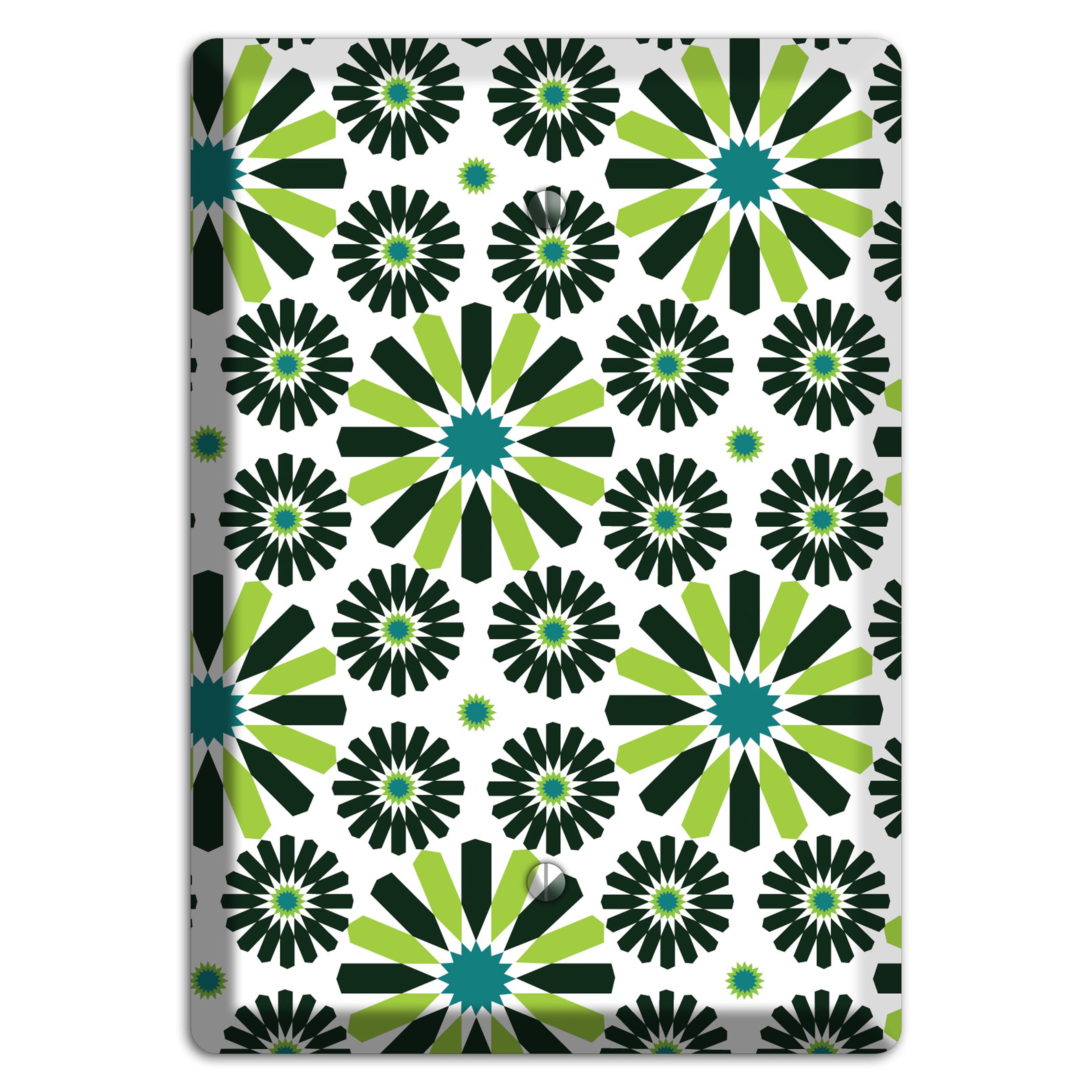 Lime and Teal Scandinavian Floral Blank Wallplate