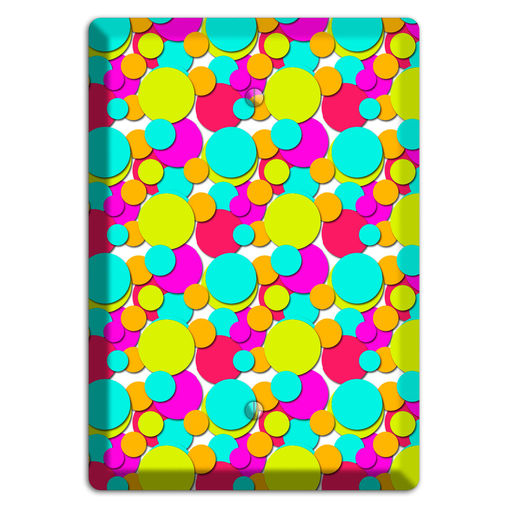 Aqua Fuschia Yellow Red Orange Bubble Dots Blank Wallplate