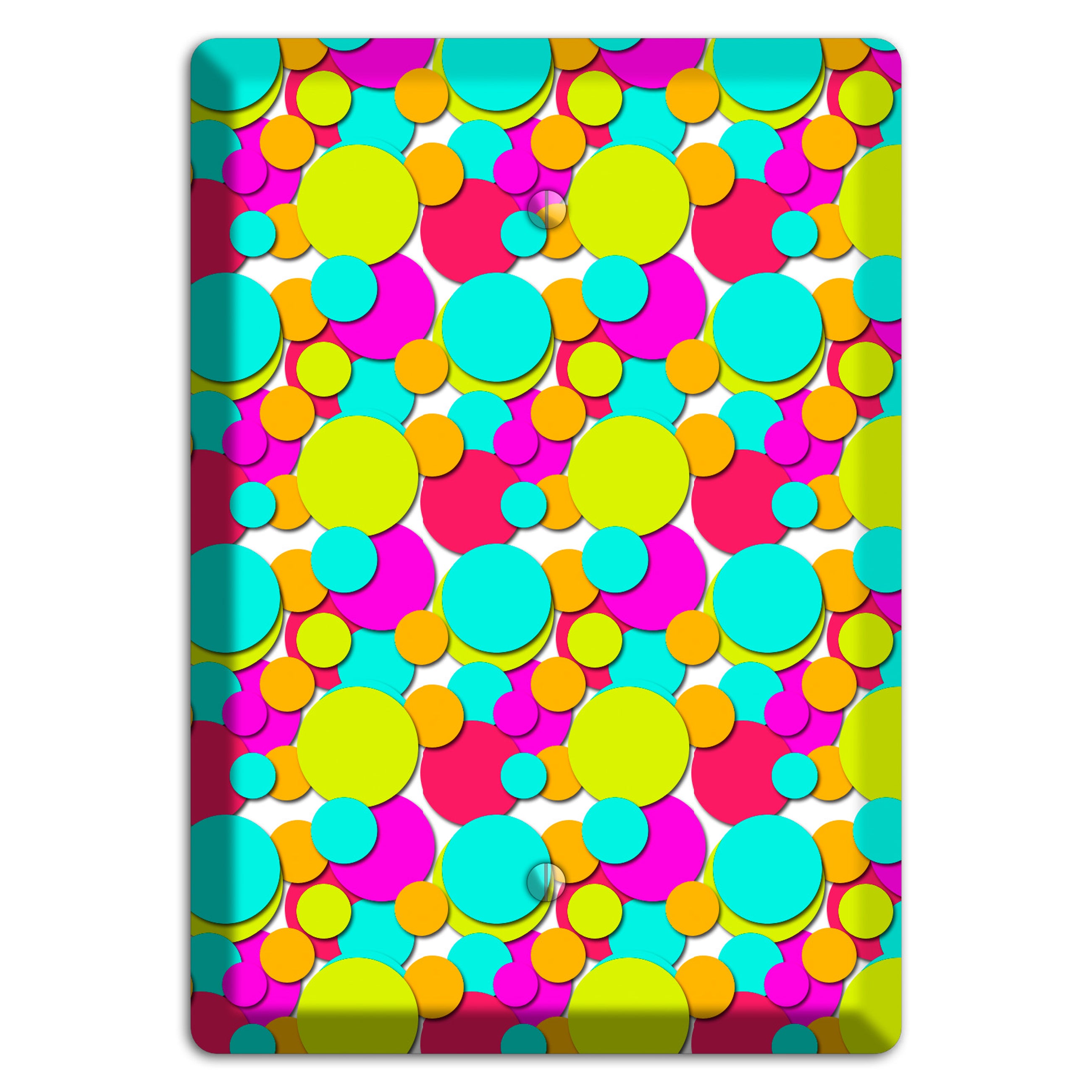 Aqua Fuschia Yellow Red Orange Bubble Dots Blank Wallplate