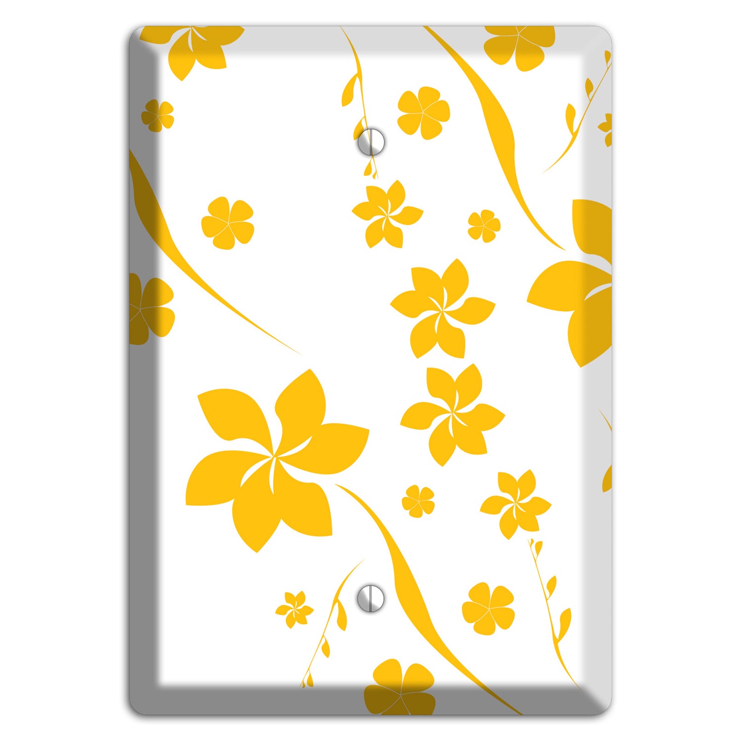White with Yellow Flower Blank Wallplate