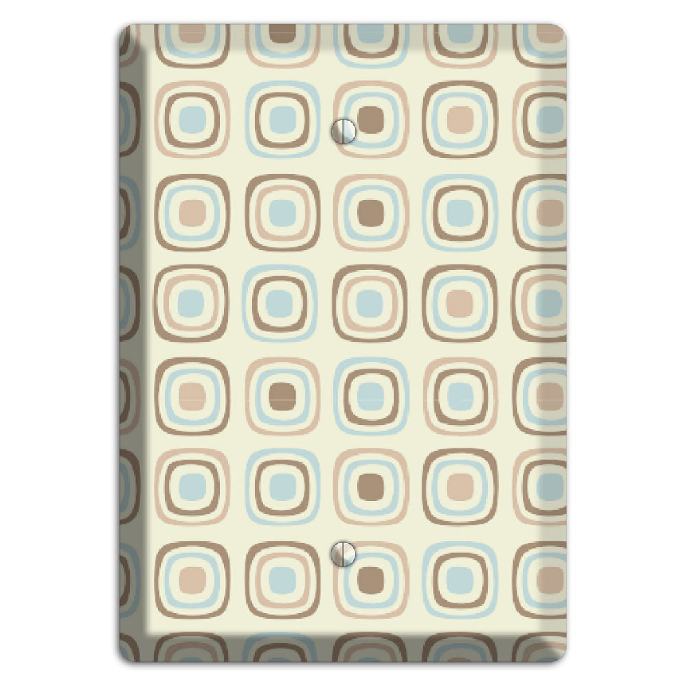 Multi Beige Brown Dusty Blue Retro Squares Blank Wallplate