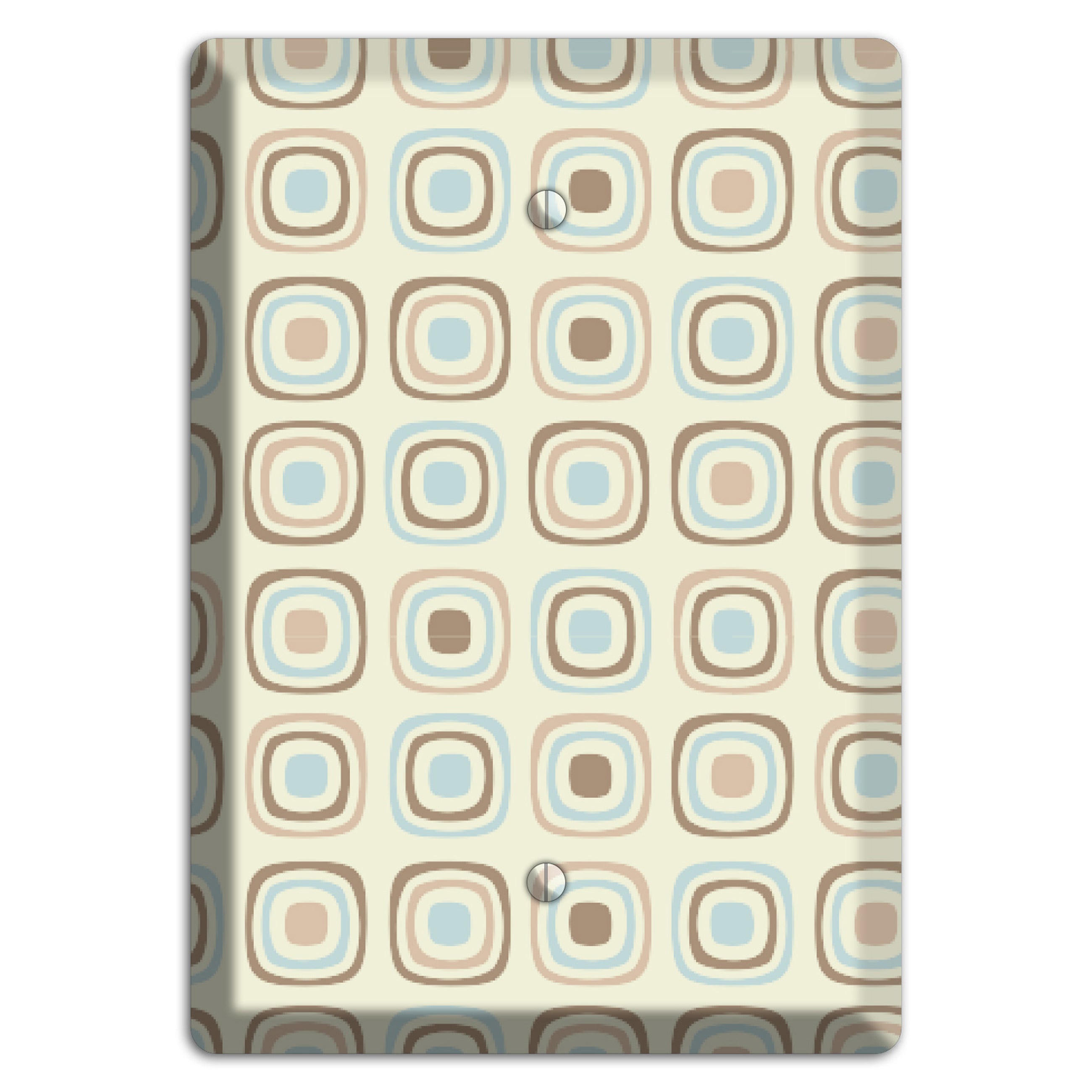 Multi Beige Brown Dusty Blue Retro Squares Blank Wallplate