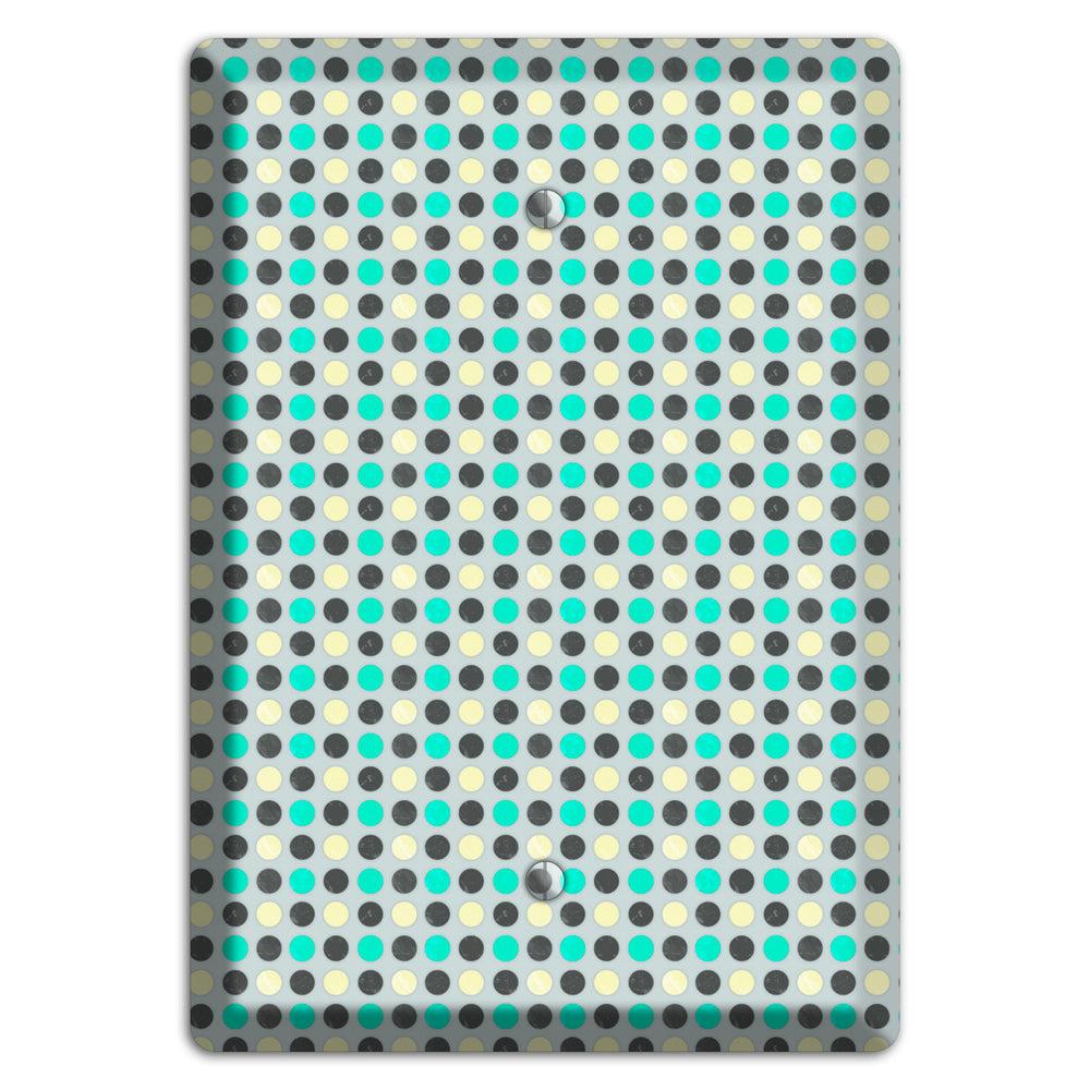 Grey with Black Off White and Turquoise Dots Blank Wallplate