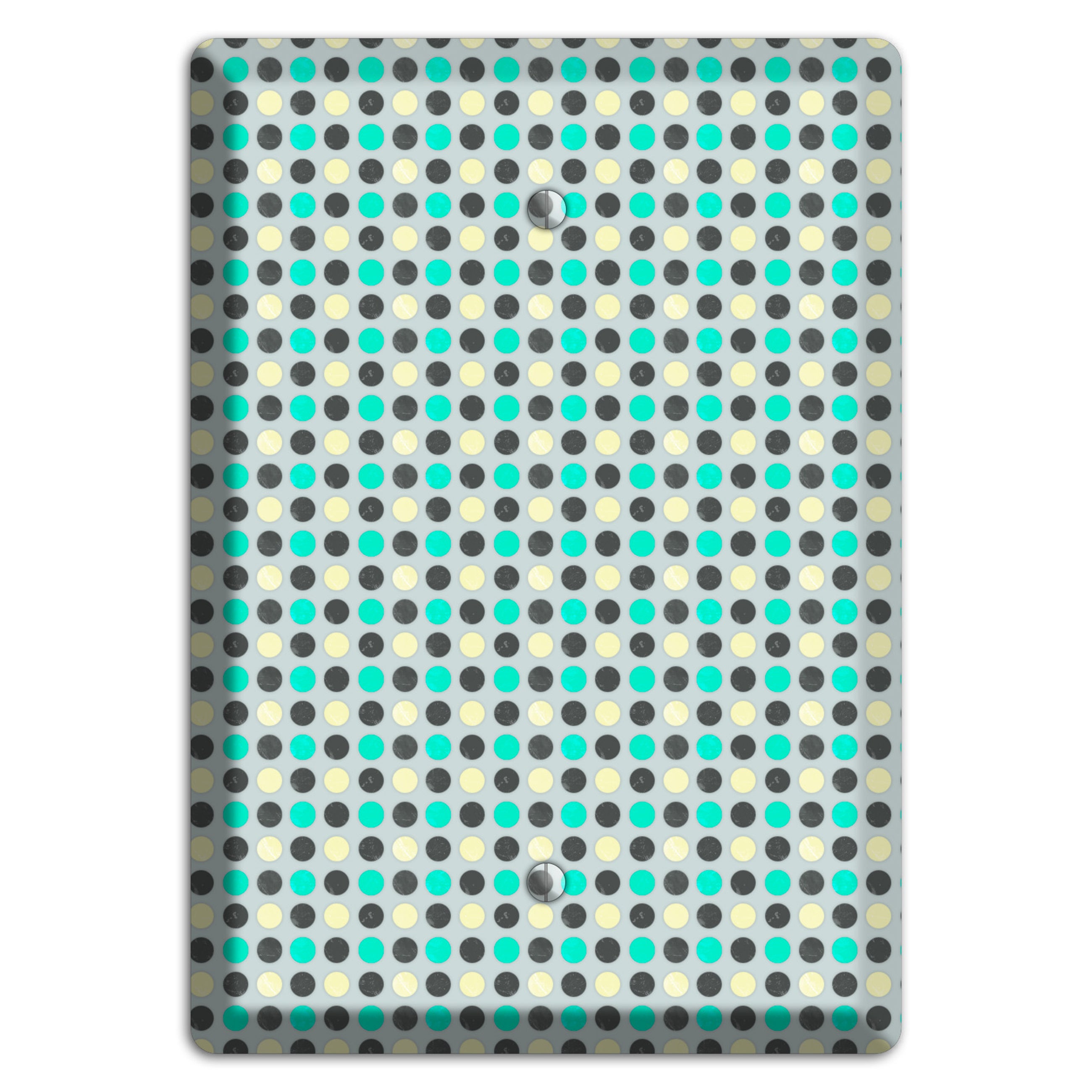 Grey with Black Off White and Turquoise Dots Blank Wallplate