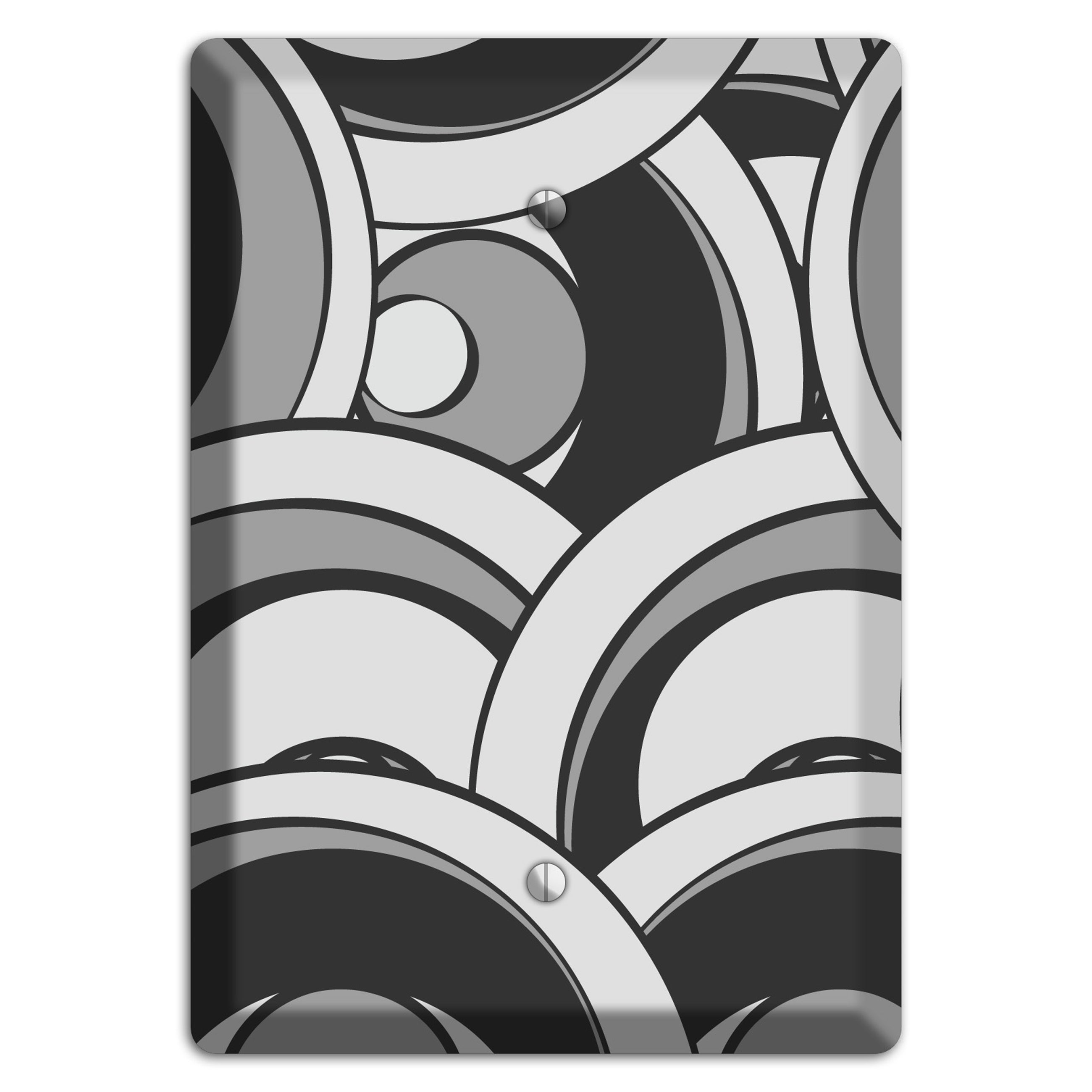 Black and Grey Deco Circles Blank Wallplate