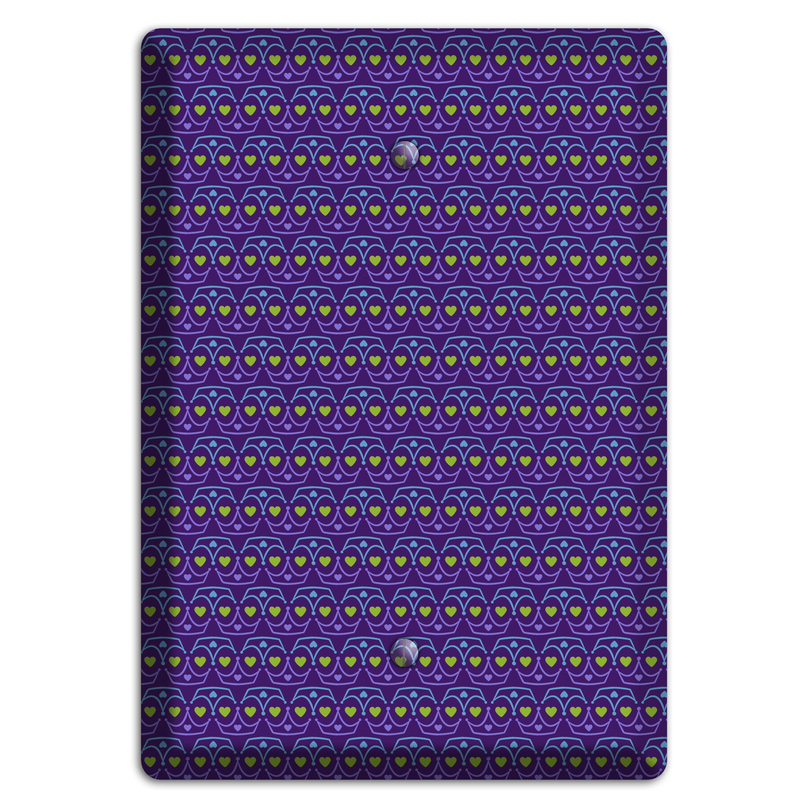 Purple Blue and Green Geometric Hearts Blank Wallplate