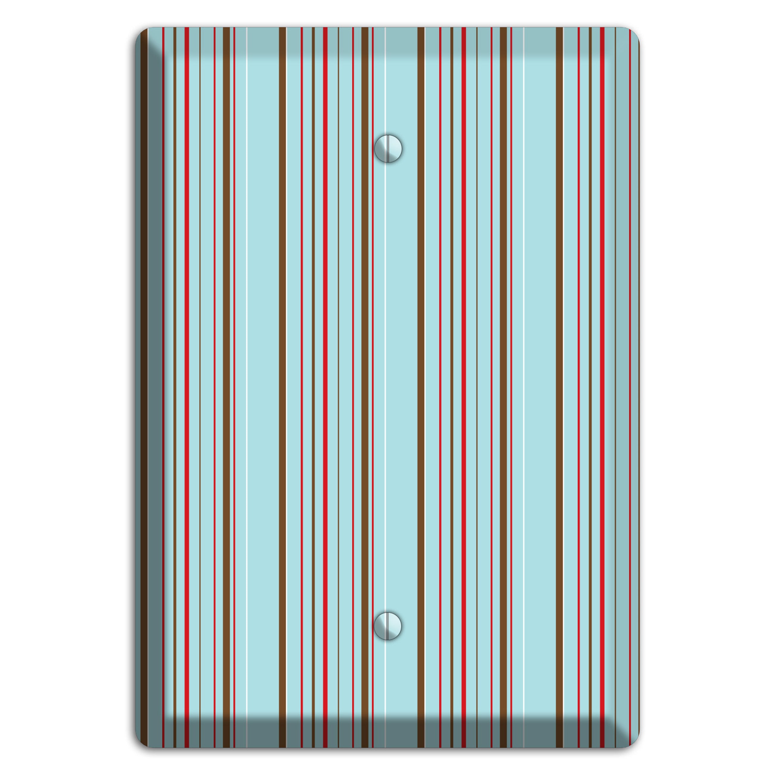 Dusty Blue with Red and Brown Vertical Stripes Blank Wallplate