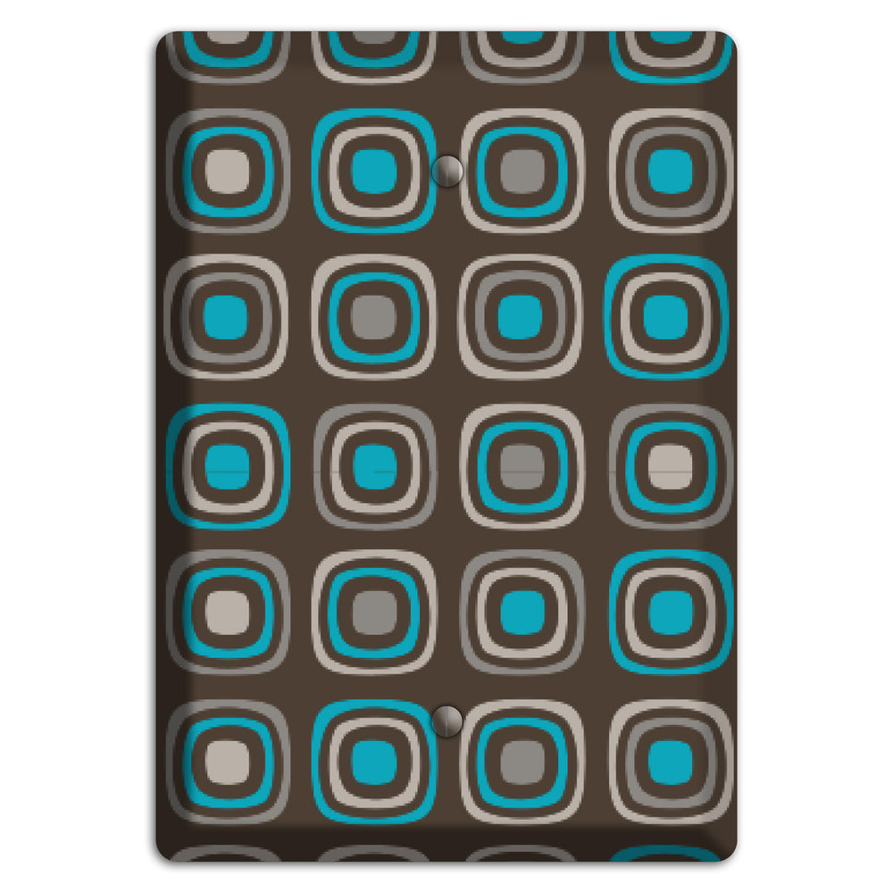 Multi Brown and Turquoise Retro Squares Blank Wallplate