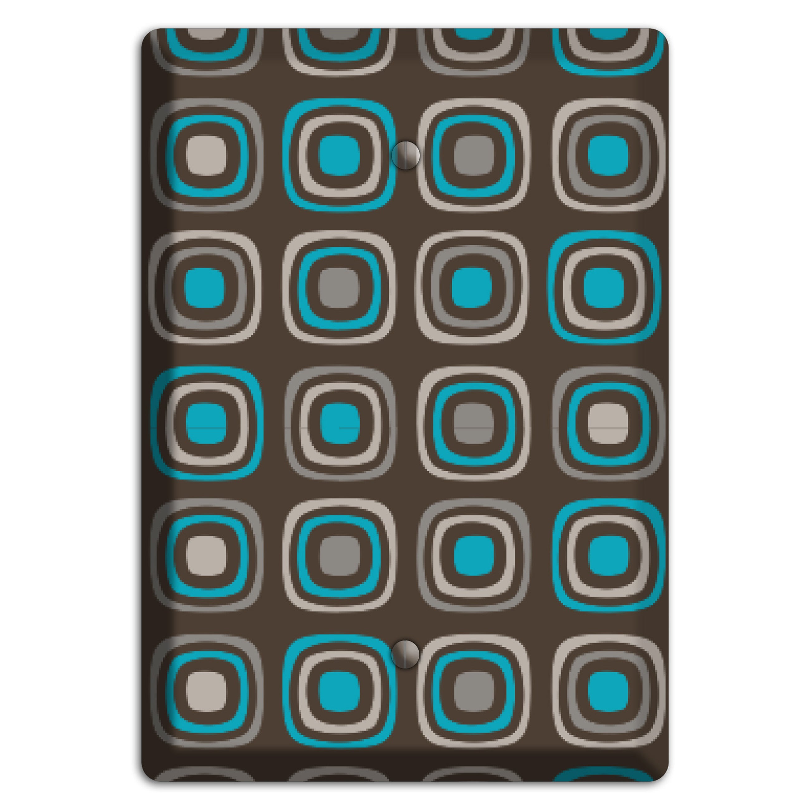 Multi Brown and Turquoise Retro Squares Blank Wallplate