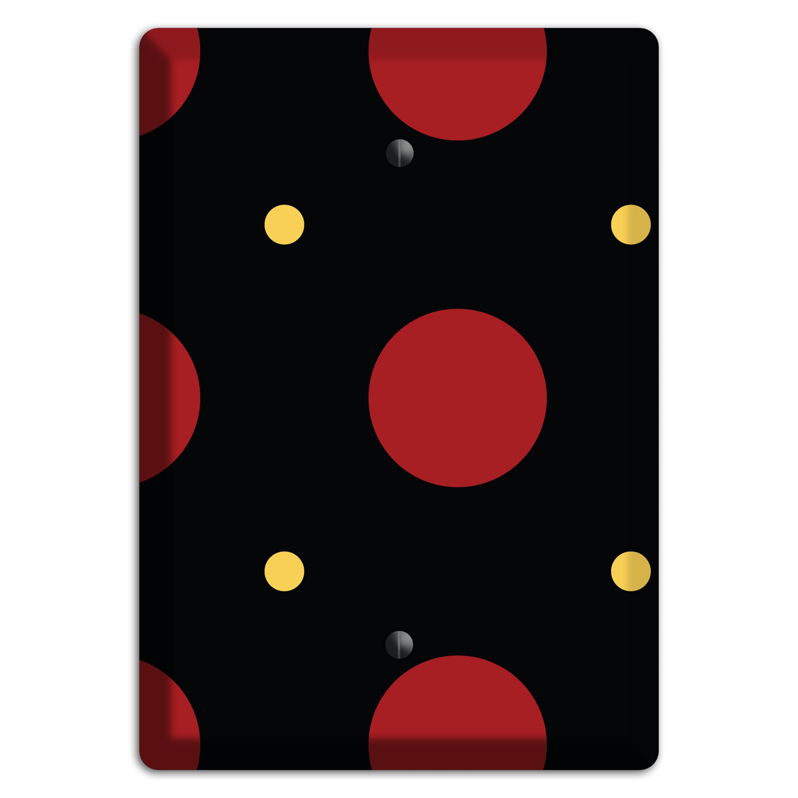 Black with Red and Yellow Multi Tiled Medium Dots Blank Wallplate