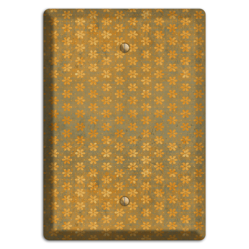 Olive Grunge Floral Contour Blank Wallplate