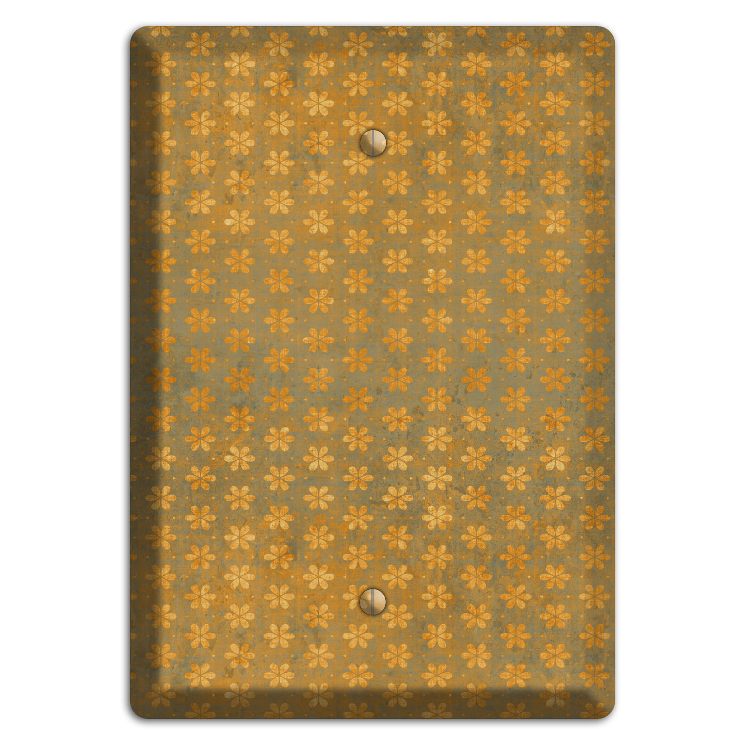 Olive Grunge Floral Contour Blank Wallplate