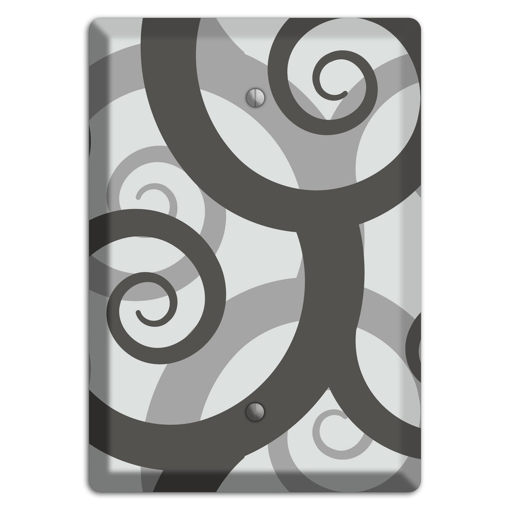 Grey with Black Large Swirl Blank Wallplate