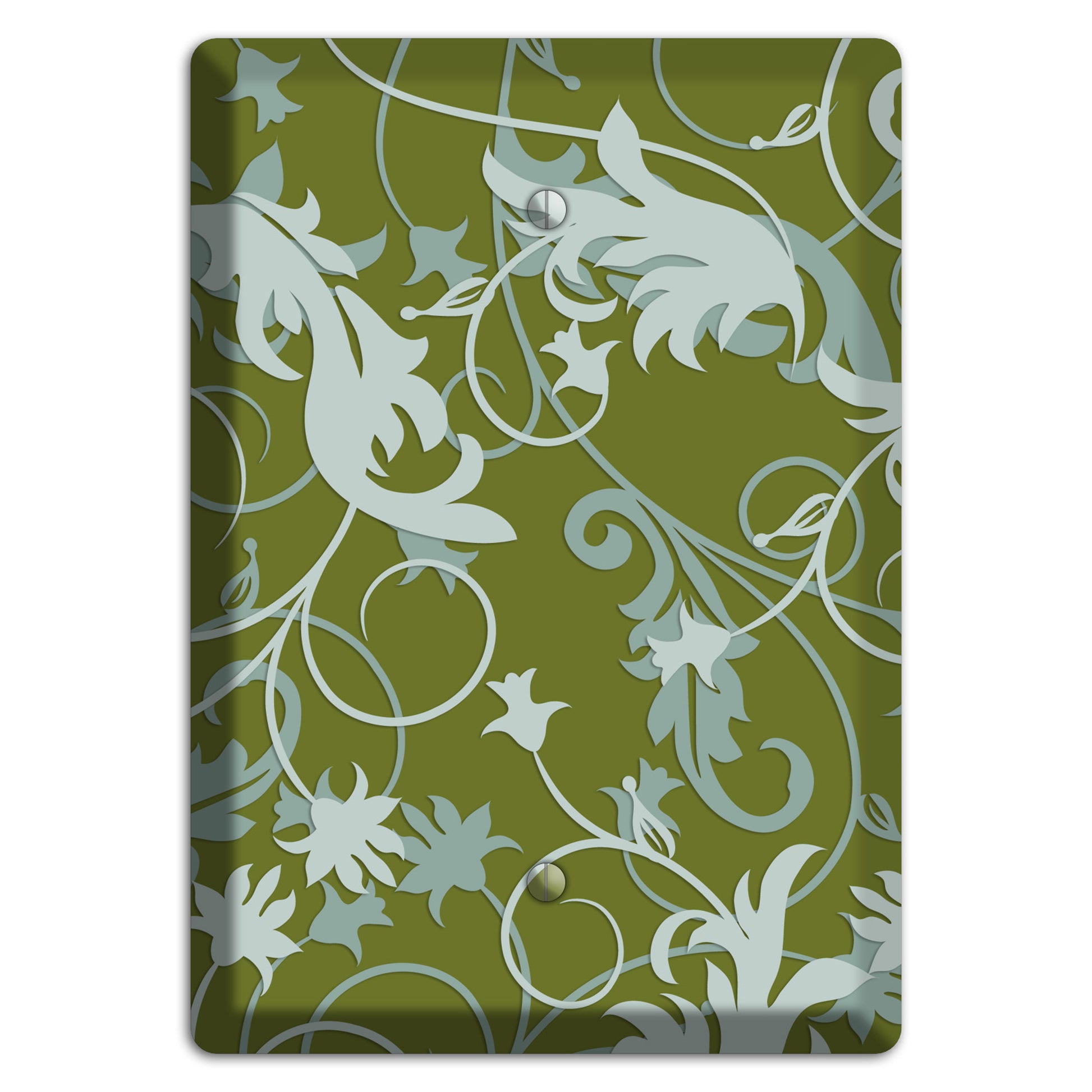 Green and Beige Victorian Sprig Blank Wallplate