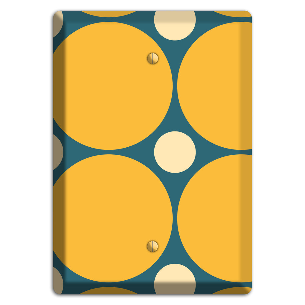 Jade with Mustard and Beige Multi Tiled Large Dots Blank Wallplate