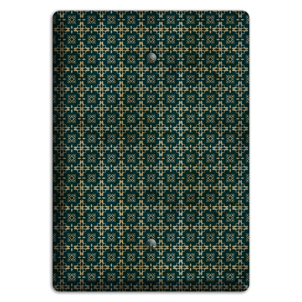 Dark Green Grunge Arabesque Blank Wallplate