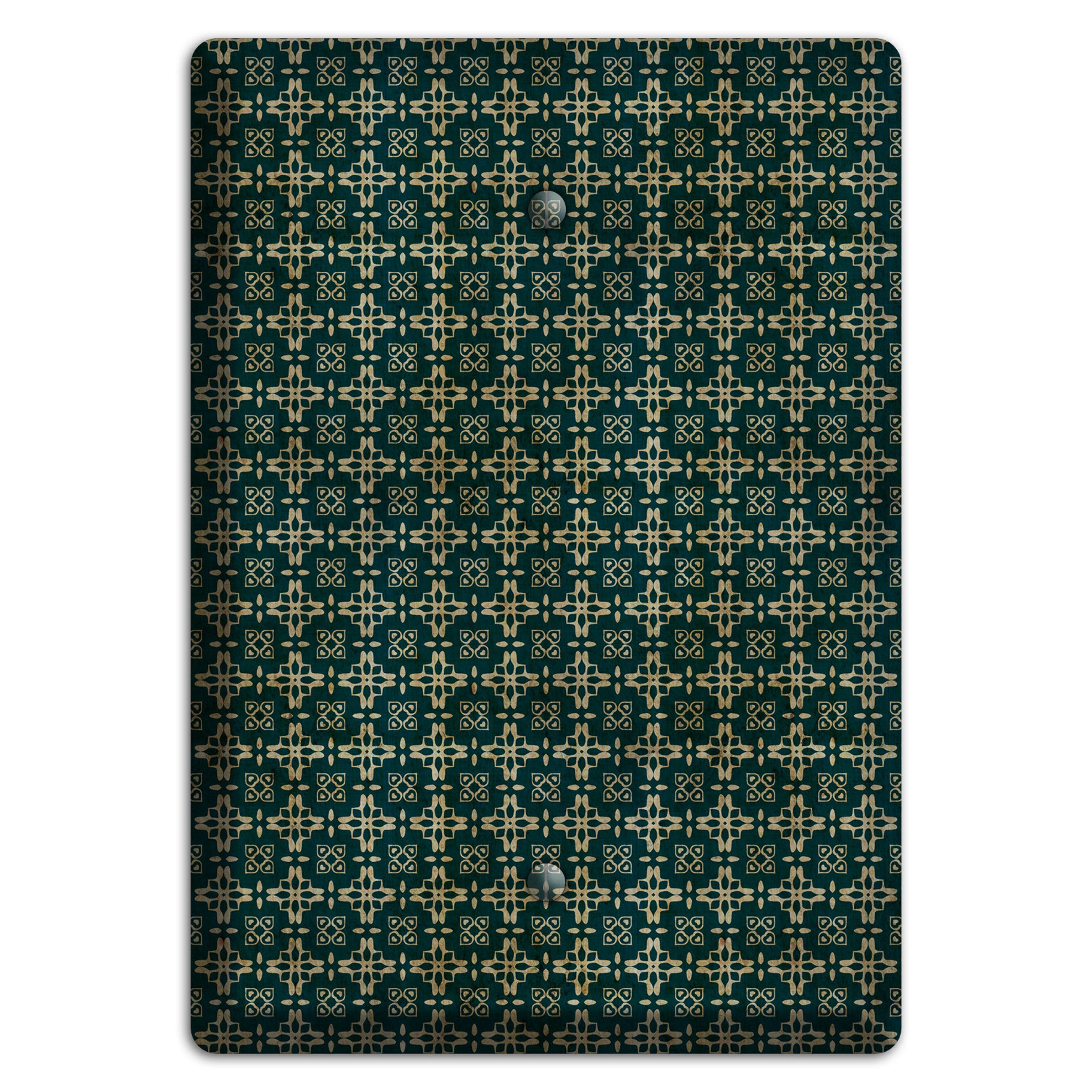 Dark Green Grunge Arabesque Blank Wallplate