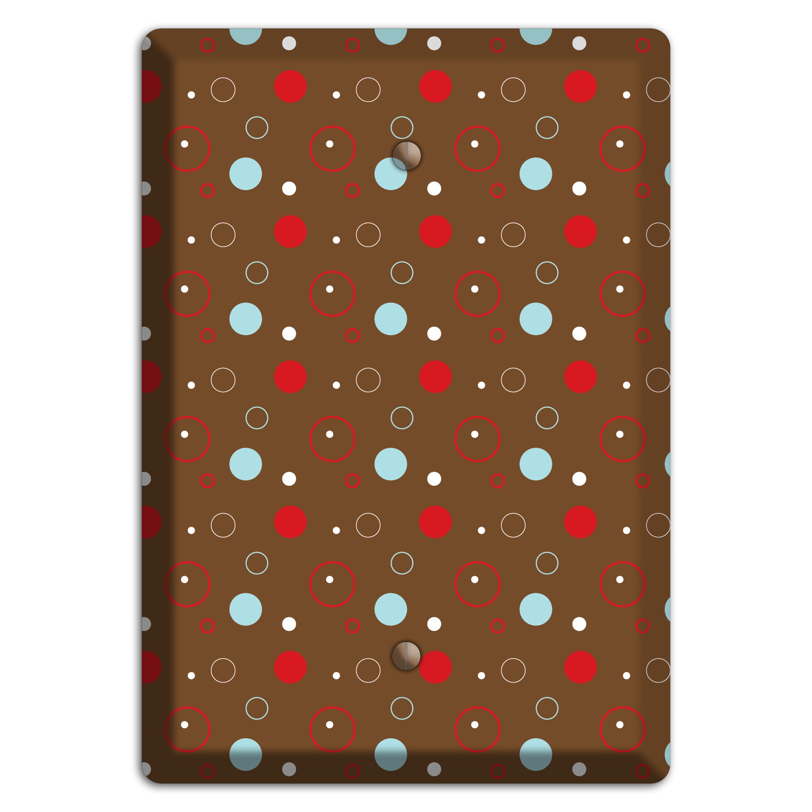 Brown with Red and Dusty Blue Dots and Circles Blank Wallplate