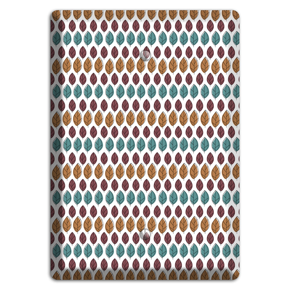 Multi Brown Dusty Blue Leaf Contour Blank Wallplate