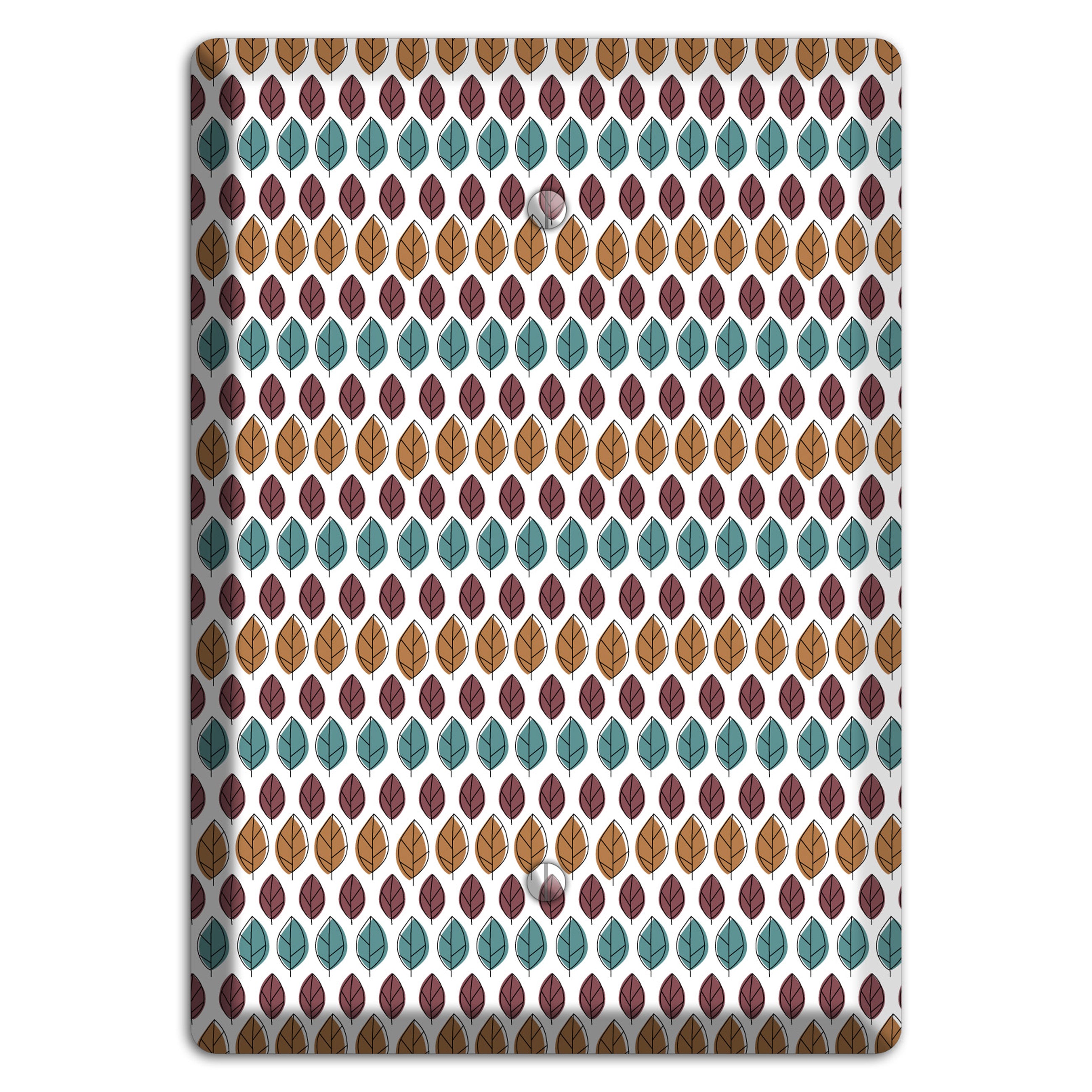 Multi Brown Dusty Blue Leaf Contour Blank Wallplate