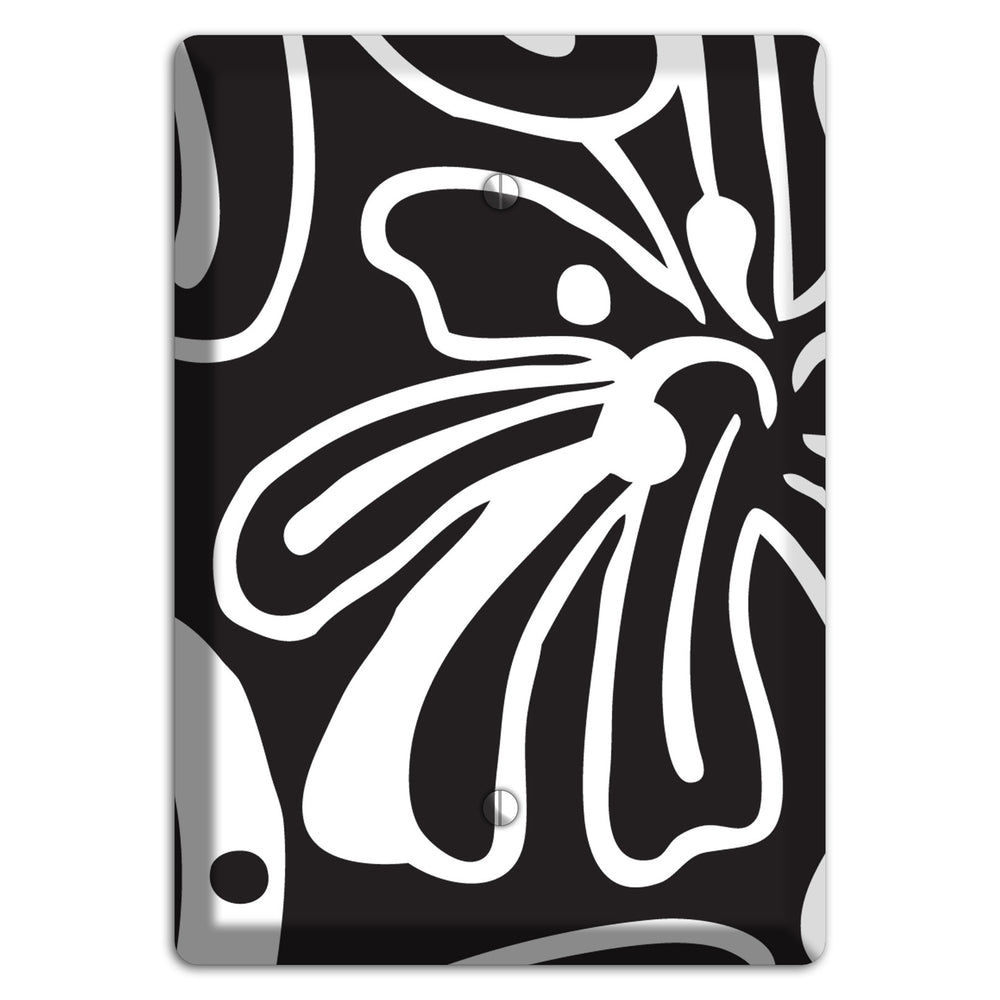 Black with White Flower Blank Wallplate