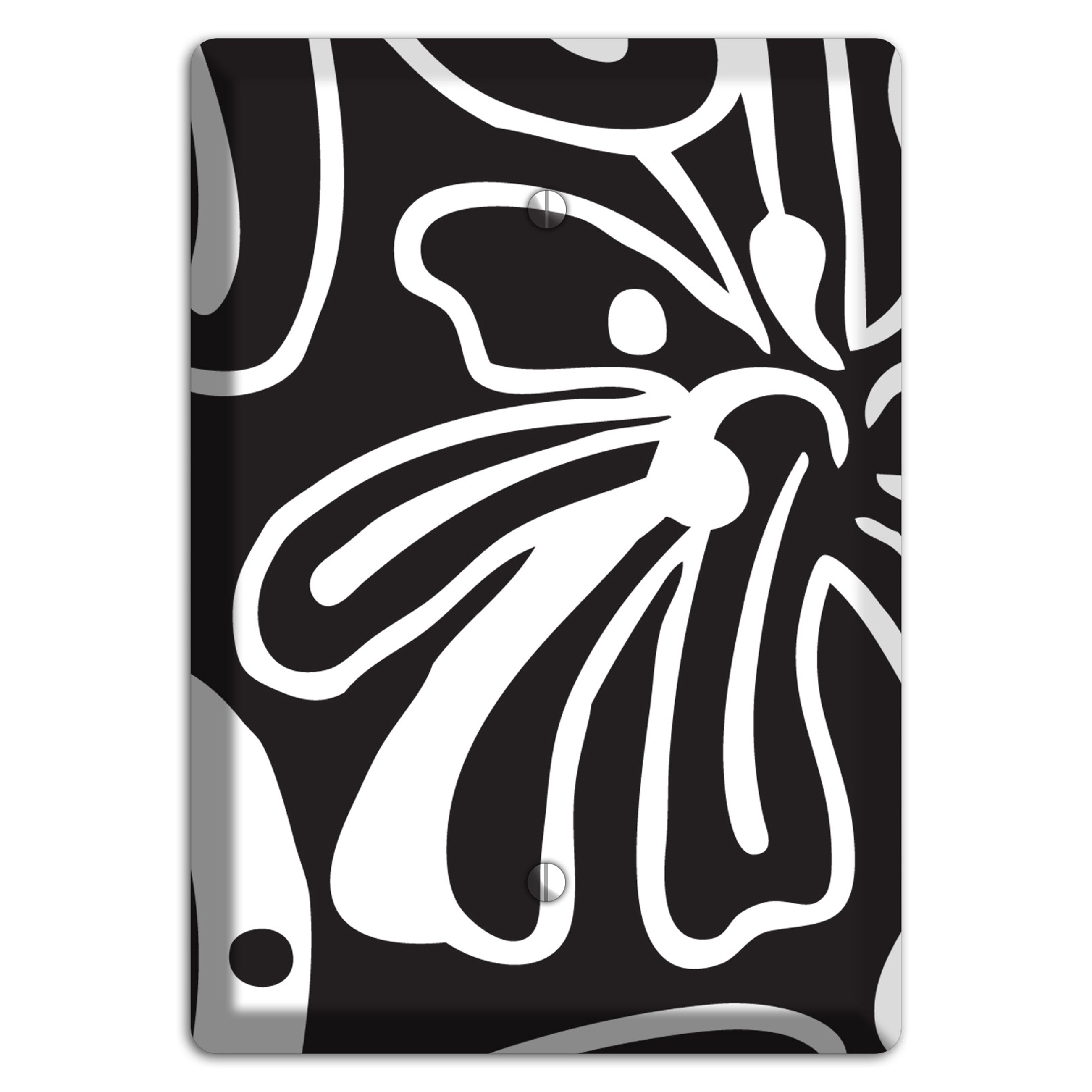 Black with White Flower Blank Wallplate