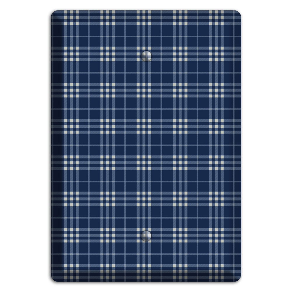 Blue and White Plaid Blank Wallplate