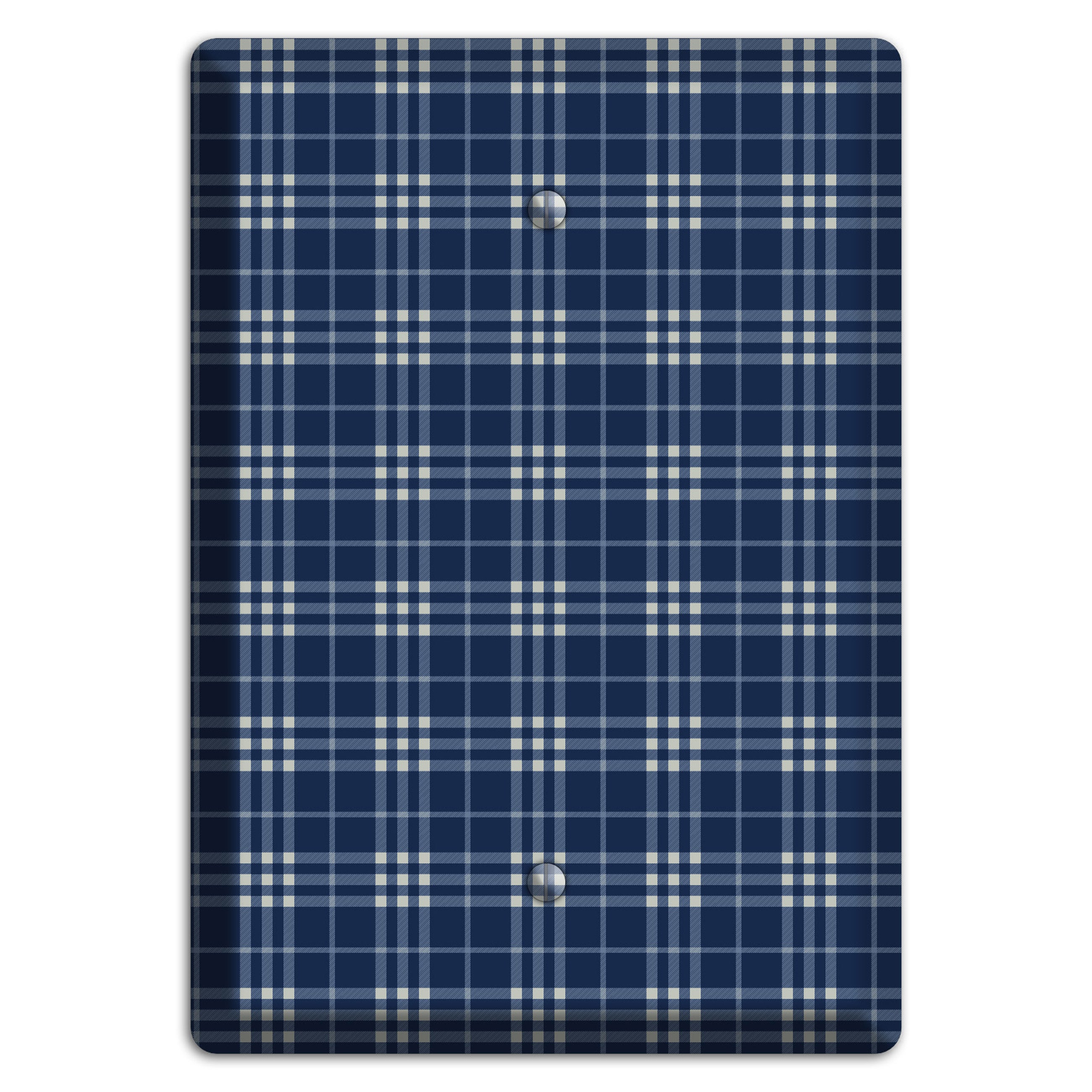 Blue and White Plaid Blank Wallplate